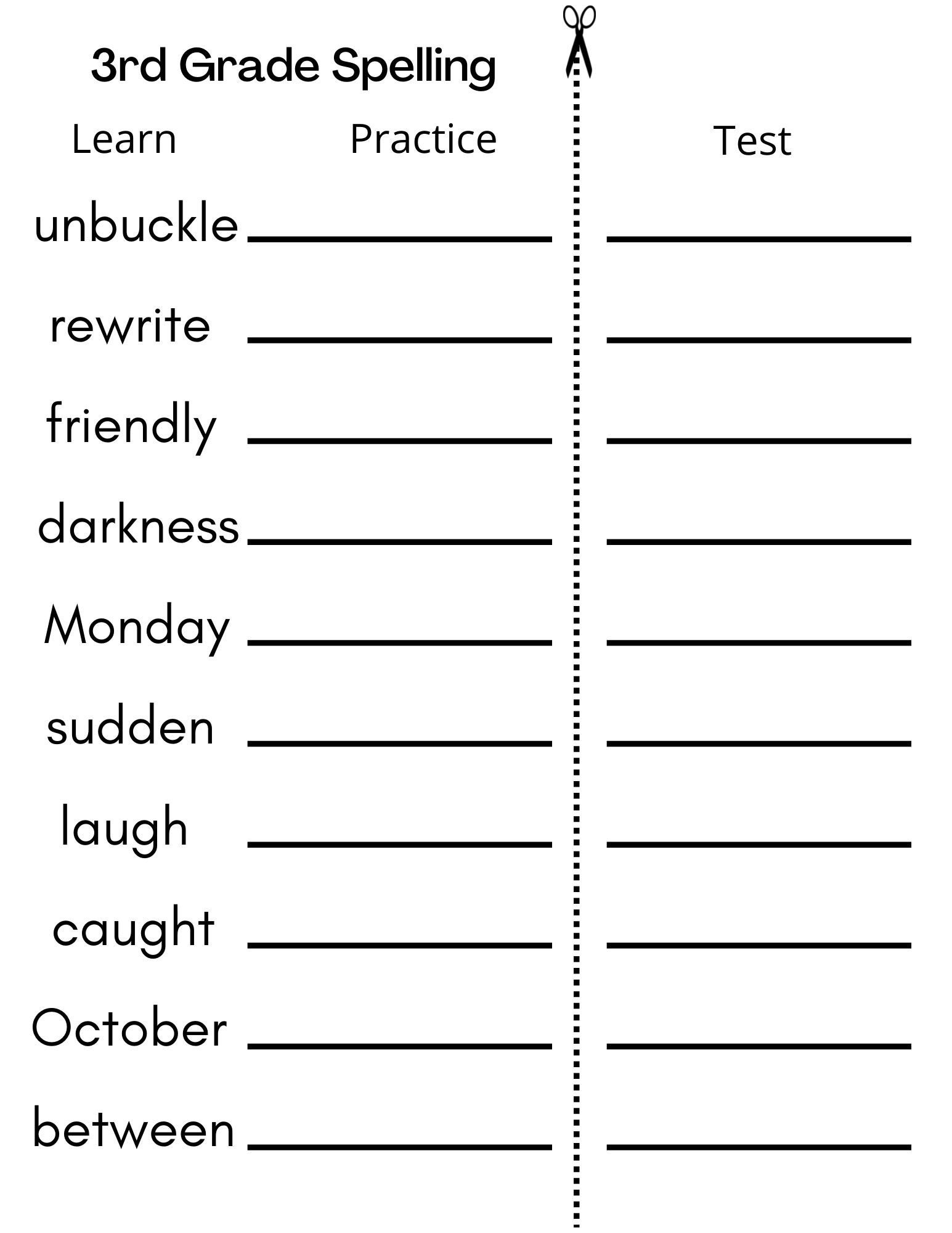 8 Printable Third Grade Spelling Writing Spelling Test Etsy Norway