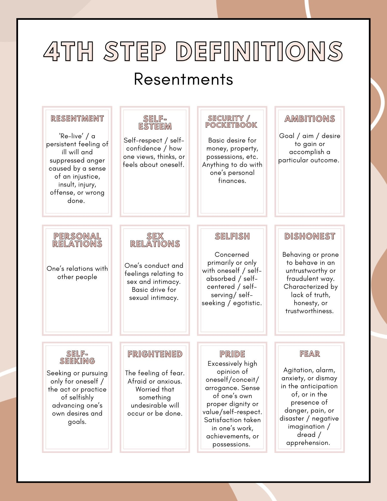 AA Step 4 Definitions Sheet Resentments Inventory Etsy AA Step 4 Definitions Sheet Resentments Inventory Etsy