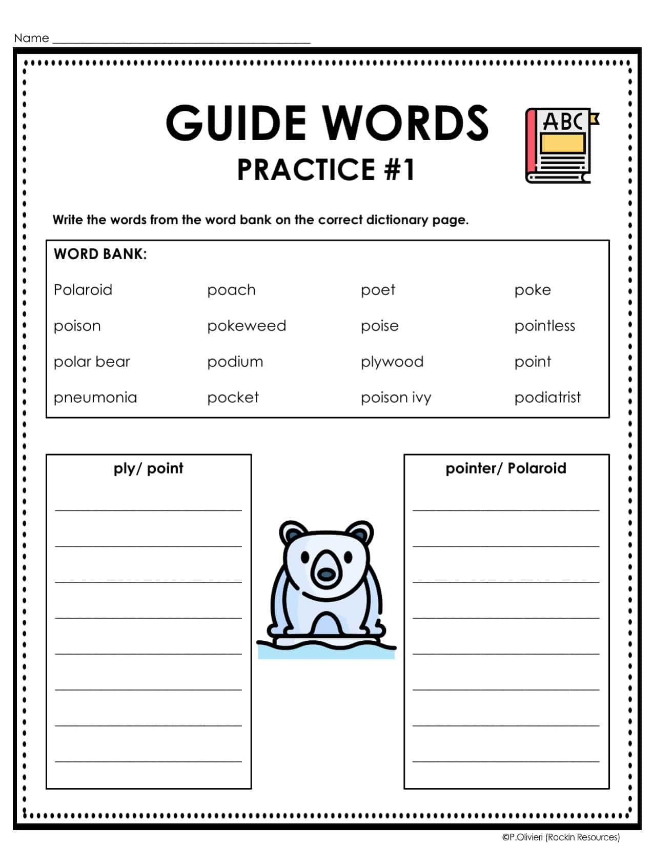 ABC Order Alphabetical Order Worksheets Task Cards Dictionary Guide Words Rockin Resources