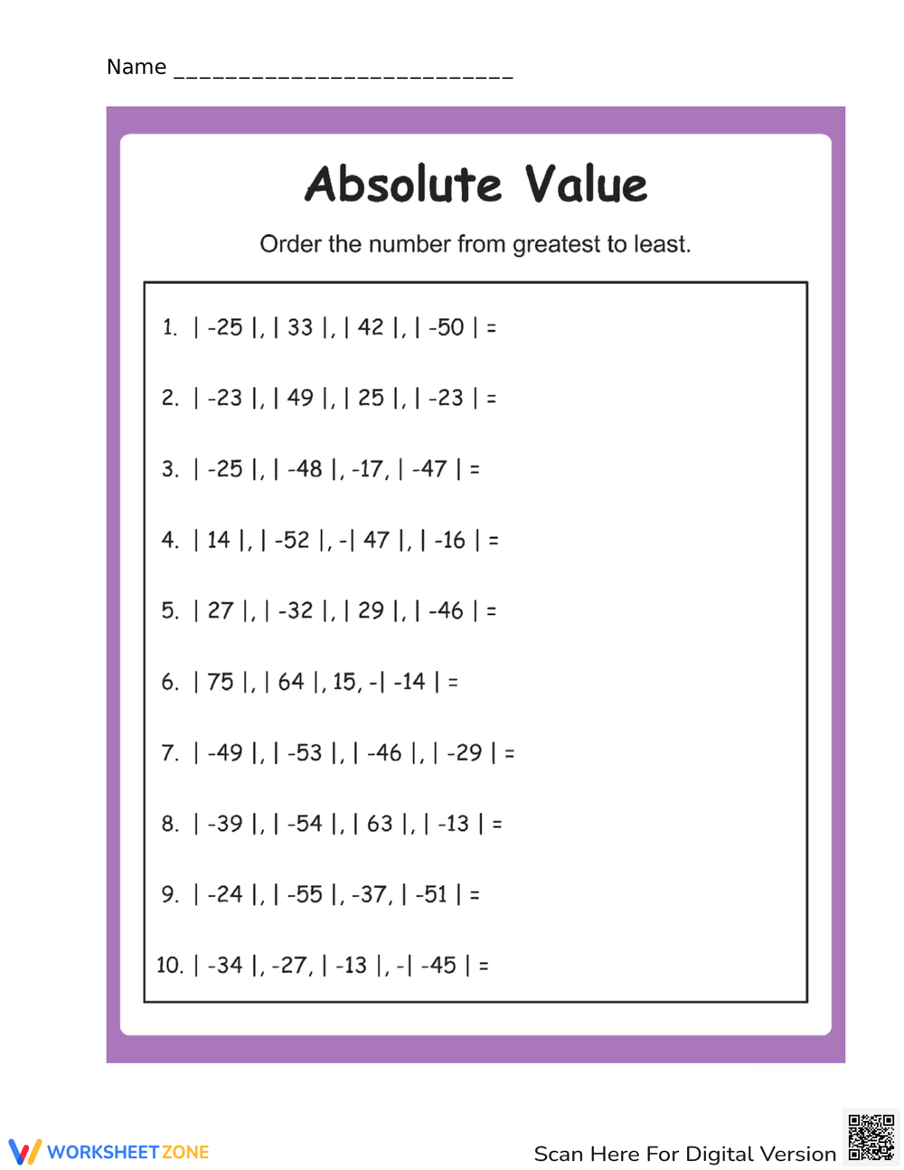 absolute value worksheets absolute value worksheets