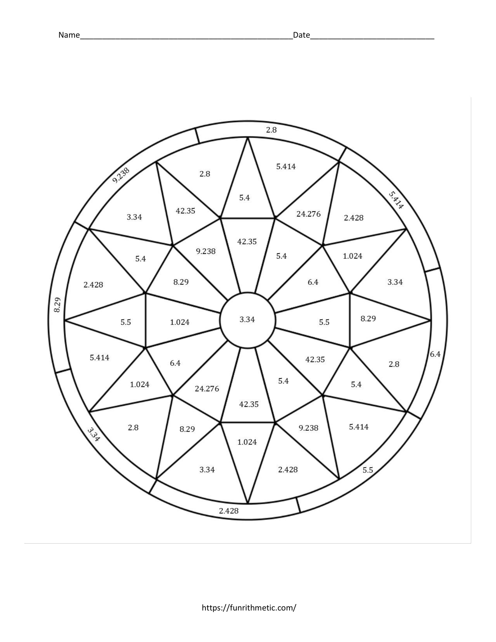 Adding Subtracting Decimals Color By Number Grades 4 5 Math Practice Funrithmetic