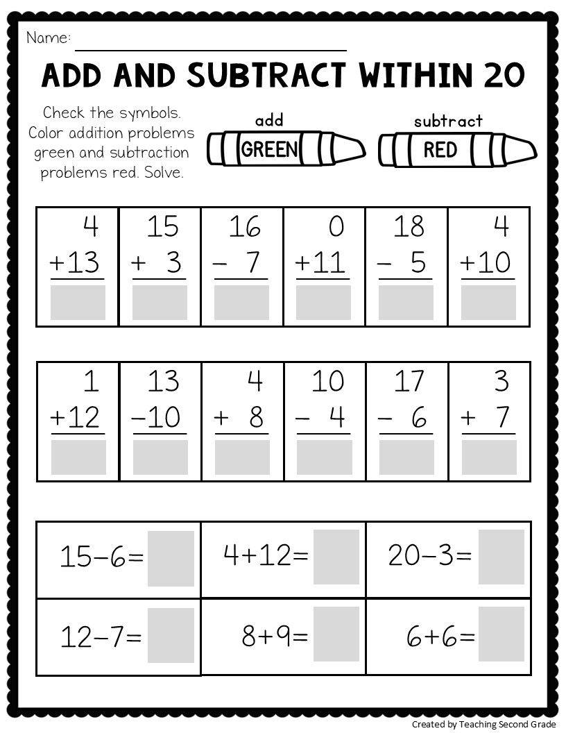 1st grade subtraction worksheets