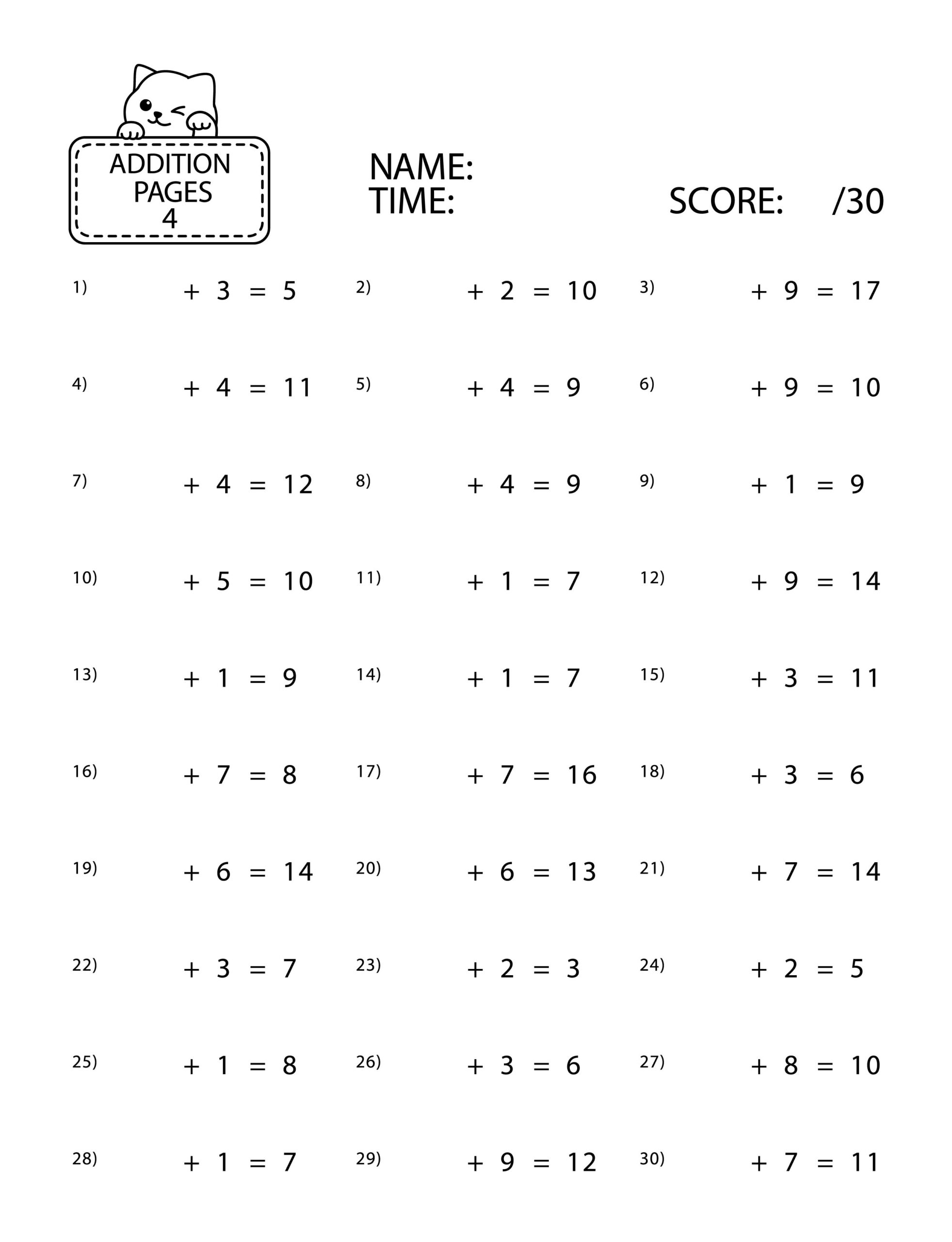 math addition and subtraction worksheets