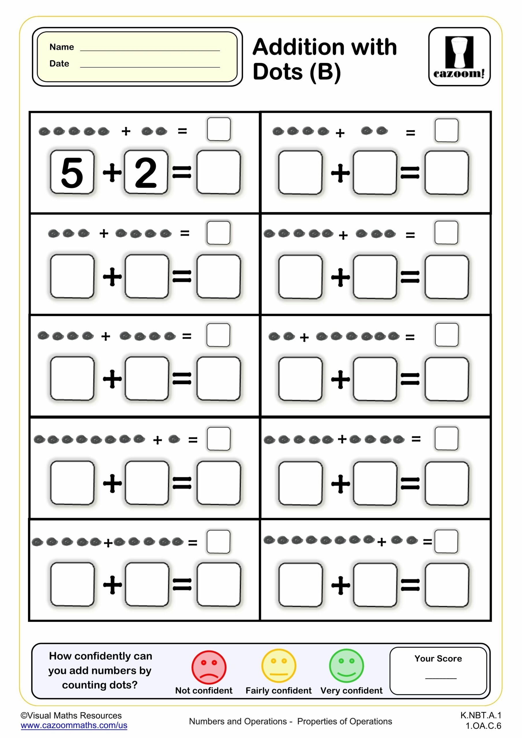 Addition With Visual Aids Worksheets Printable PDF Math Worksheets Cazoom Math