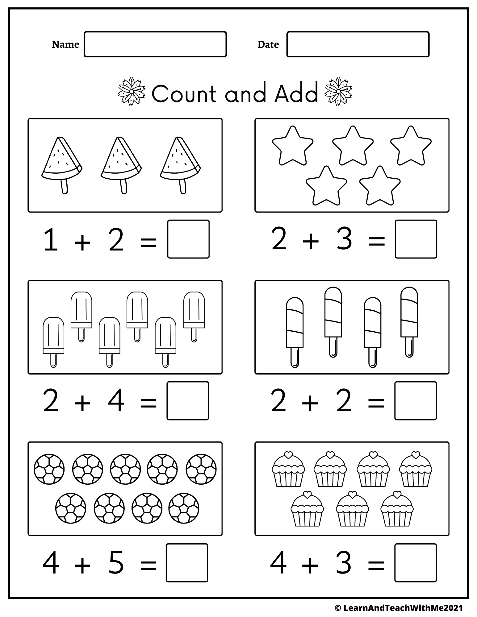 addition worksheet for kg