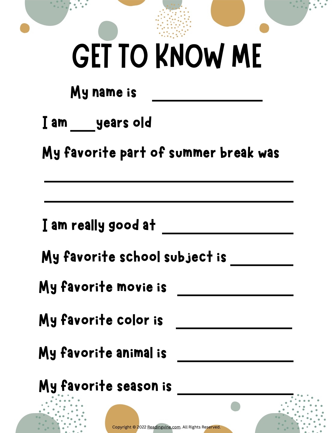 All About Me Worksheets Printable Templates