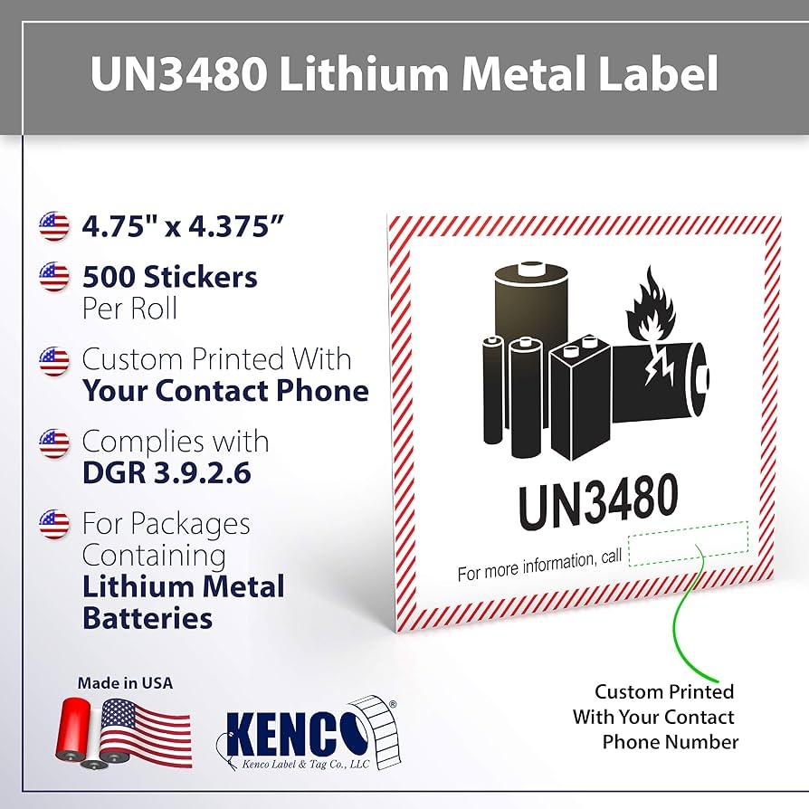 Amazon Lithium Ion Battery Label Stickers Large 4 375 X 4 75 Adhesive Labels Made In The USA UN3480 Your Phone Number Industrial Scientific Amazon Lithium Ion Battery Label Stickers Large 4 375 X 4 75 Adhesive Labels Made In The USA UN3480 Your Phone Number Industrial Scientific
