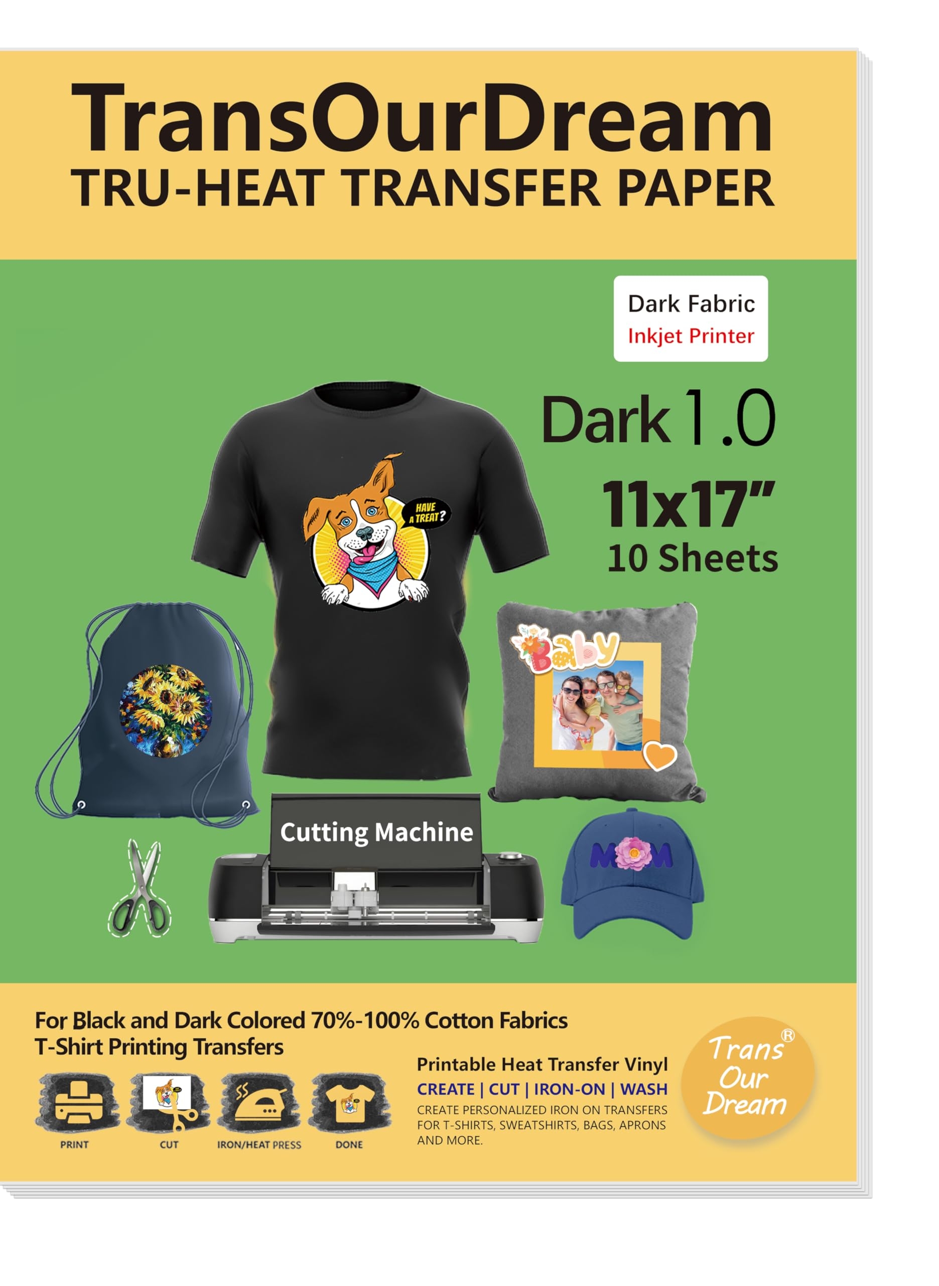 Amazon TransOurDream Dark Heat Transfer Paper For T Shirts 10 Sheets 11x17 Printable HTV Heat Transfer Vinyl For Inkjet Printer Iron On Transfers For Dark Fabrics Amazon TransOurDream Dark Heat Transfer Paper For T Shirts 10 Sheets 11x17 Printable HTV Heat Transfer Vinyl For Inkjet Printer Iron On Transfers For Dark Fabrics