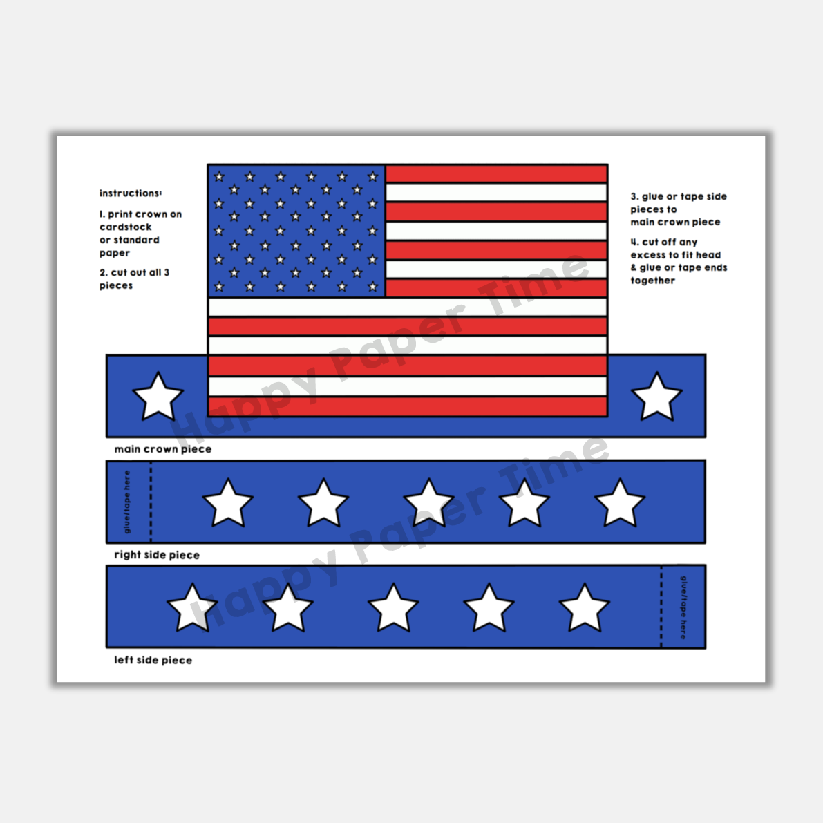 American Flag Paper Crown Printable 4th Of July Craft Activity Template Made By Teachers