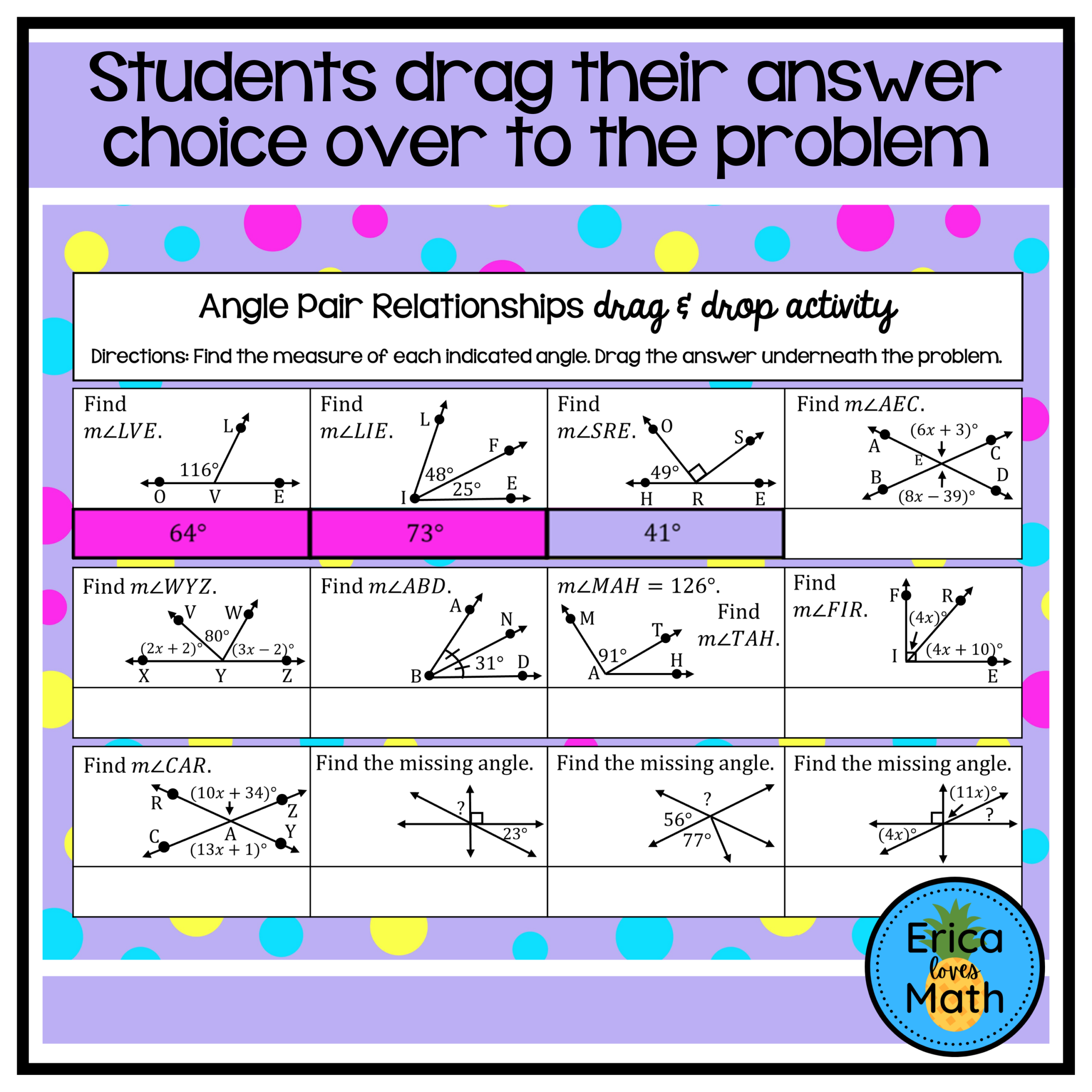 Angle Pair Relationships Digital Drag Drop Activity Made By Teachers Angle Pair Relationships Digital Drag Drop Activity Made By Teachers