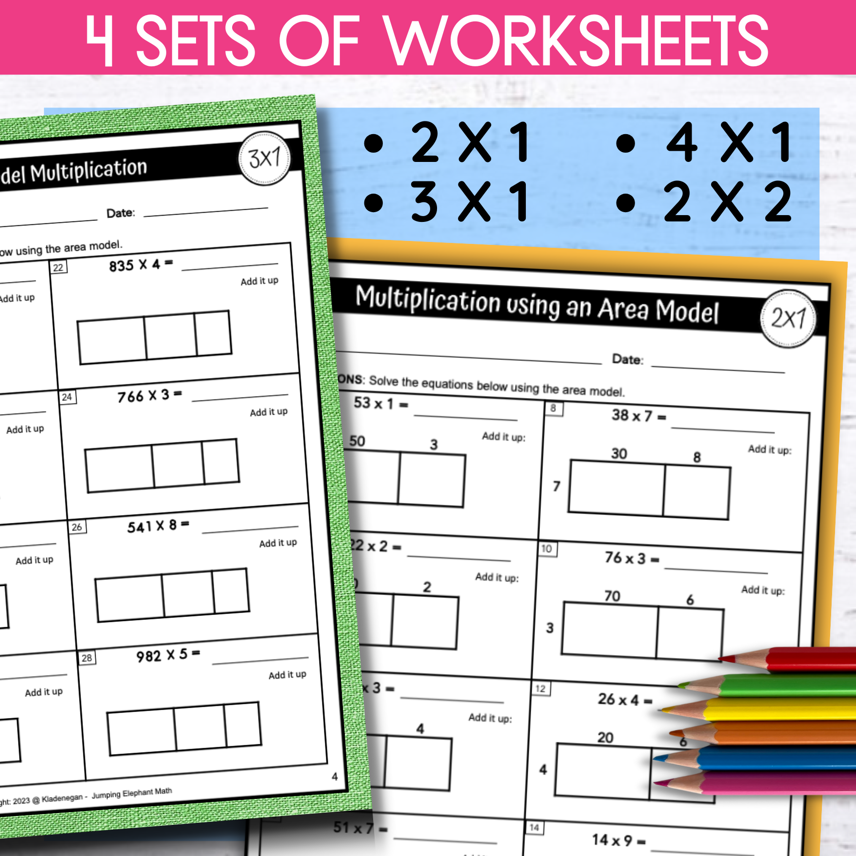 area model multiplication worksheets