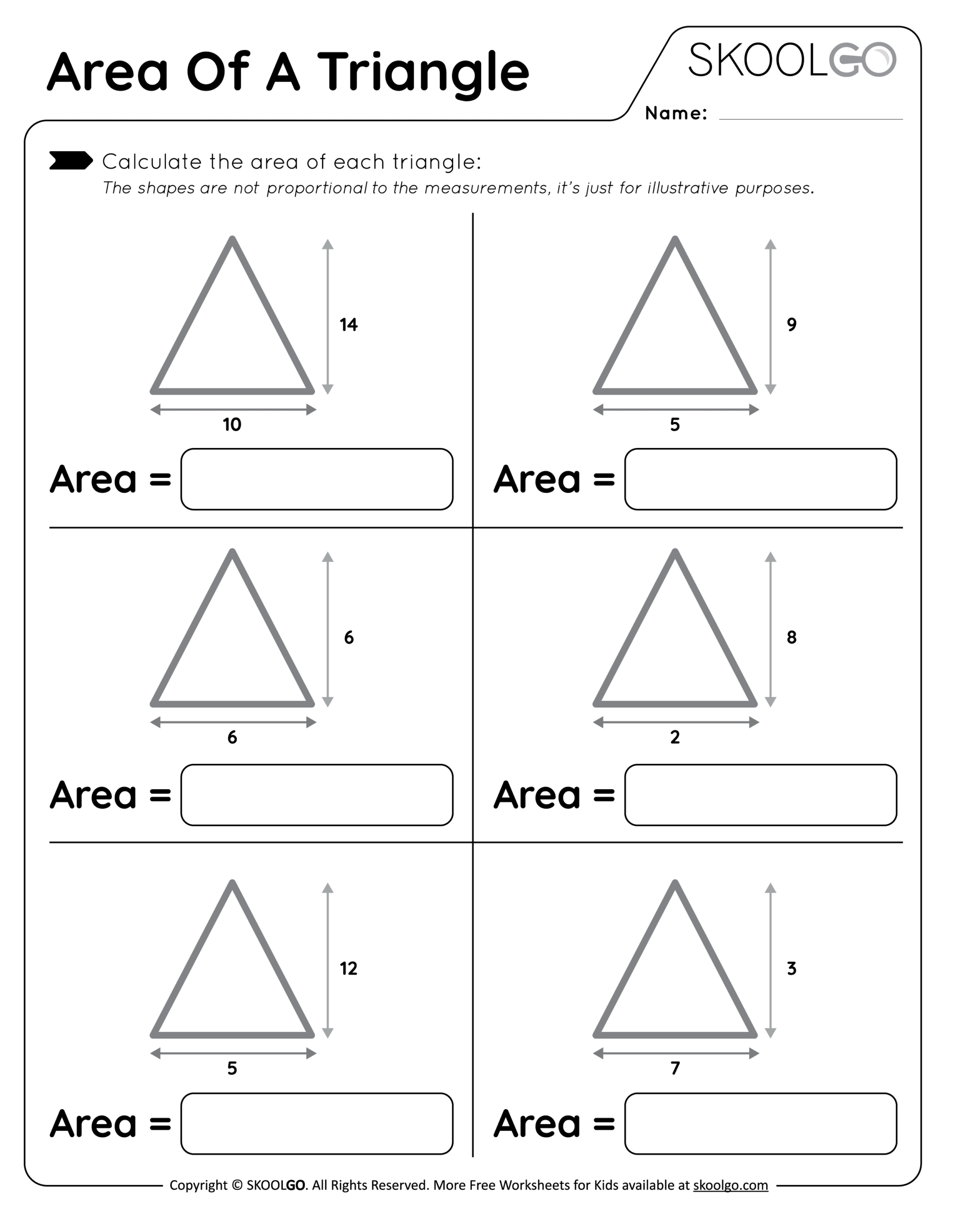 Area Of A Triangle Free Worksheet For Kids SKOOLGO Area Of A Triangle Free Worksheet For Kids SKOOLGO