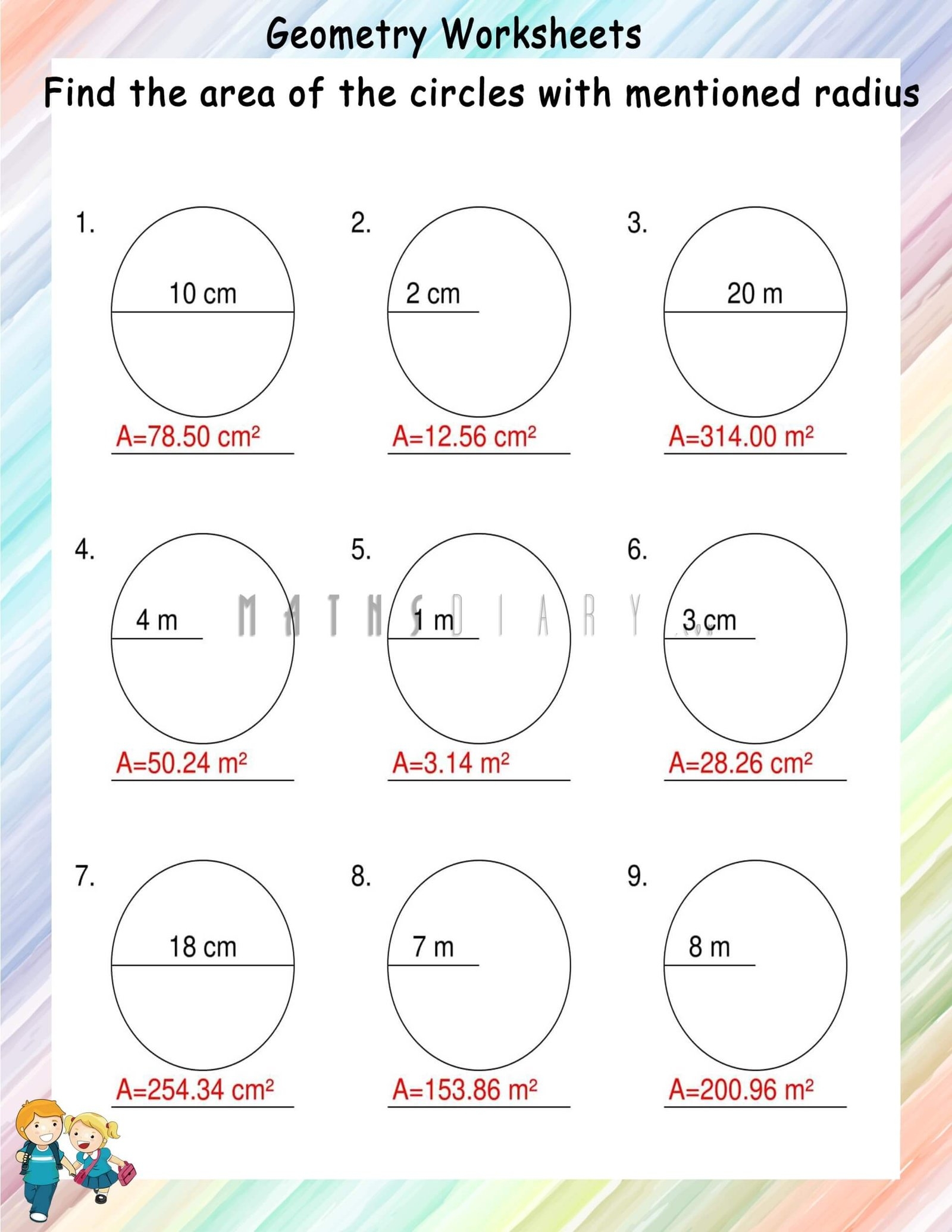 Area Of Circles Worksheets Math Worksheets MathsDiary