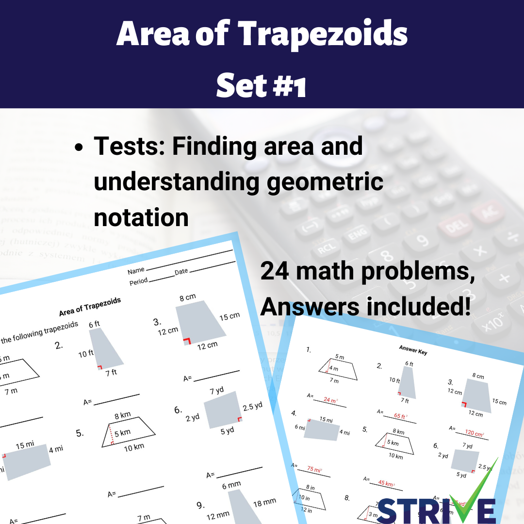 area of trapezoid worksheet