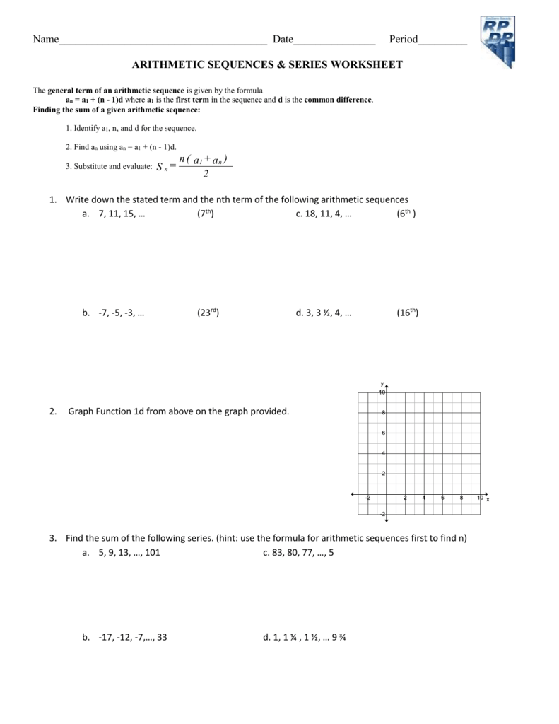 Arithmetic Sequences Series Worksheet