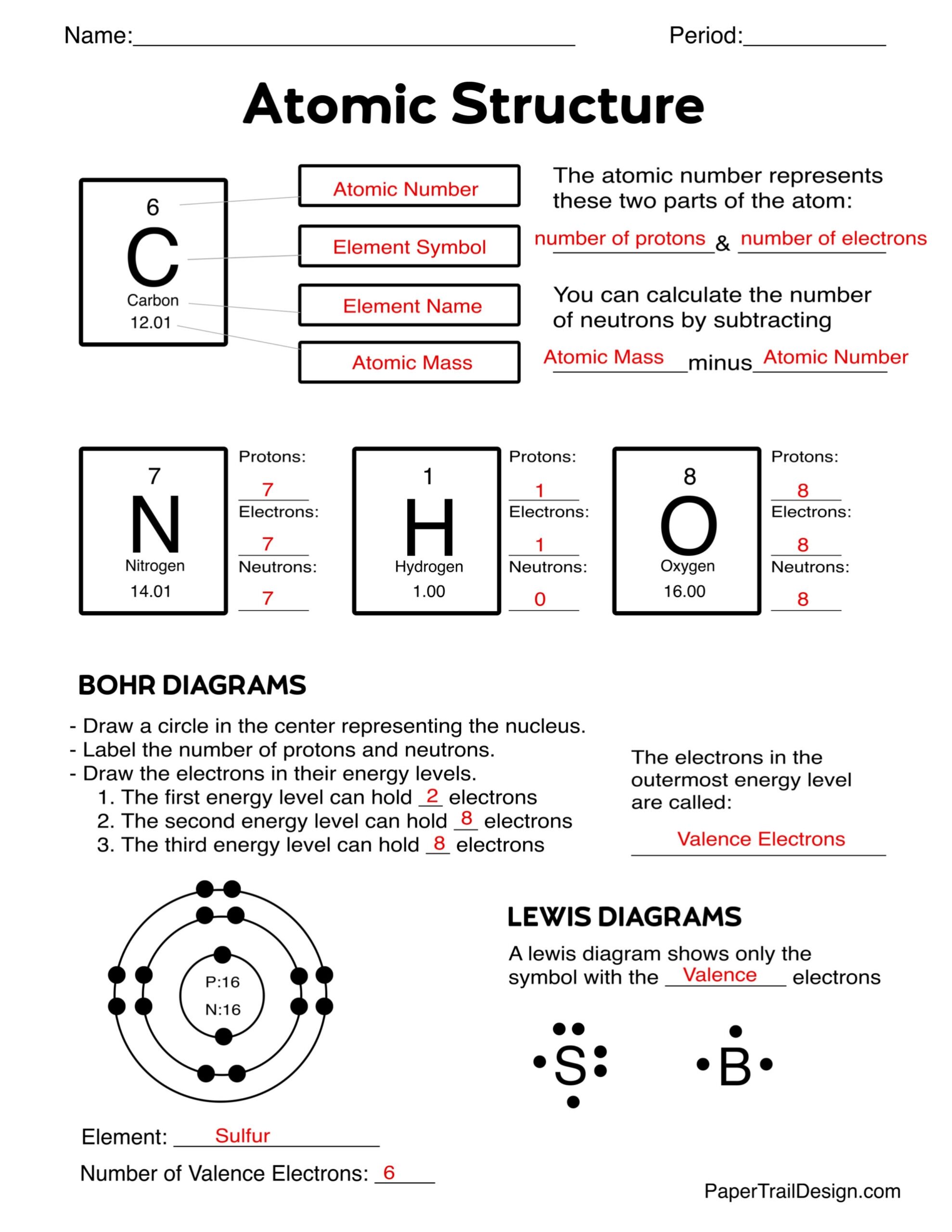 protons neutrons and electrons practice worksheet