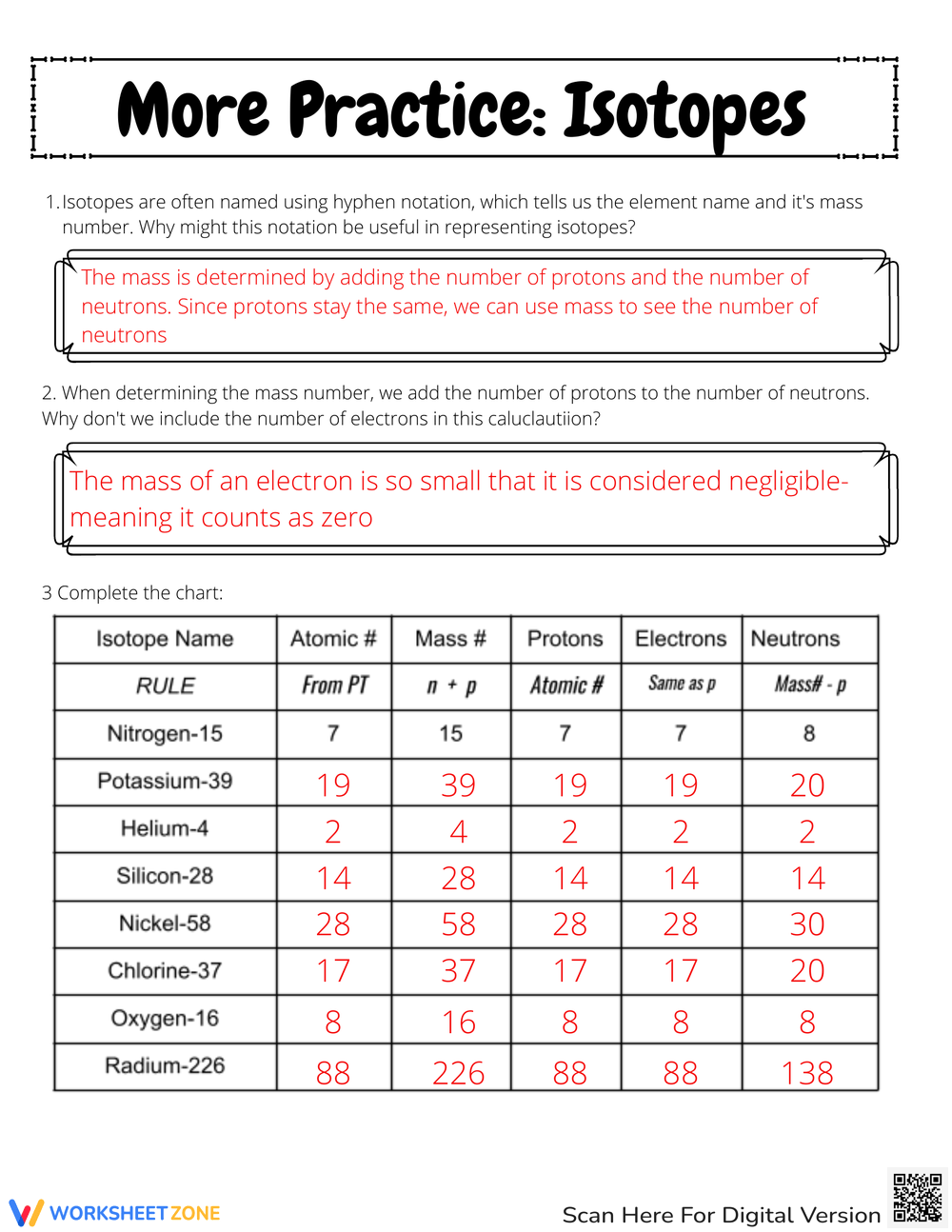 isotope practice worksheet