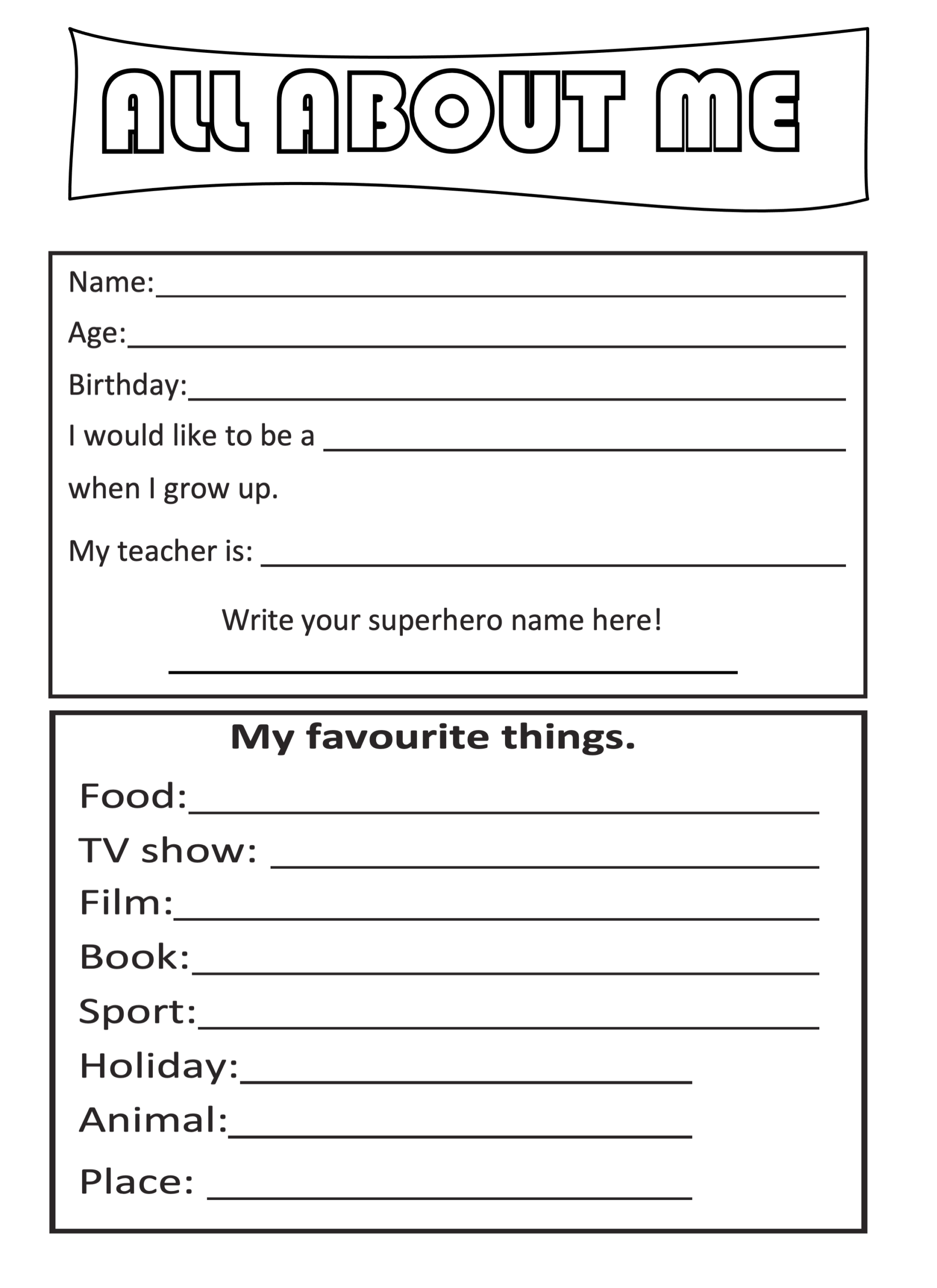 Back To School All About Me Life Skill Worksheets Made By Teachers Back To School All About Me Life Skill Worksheets Made By Teachers