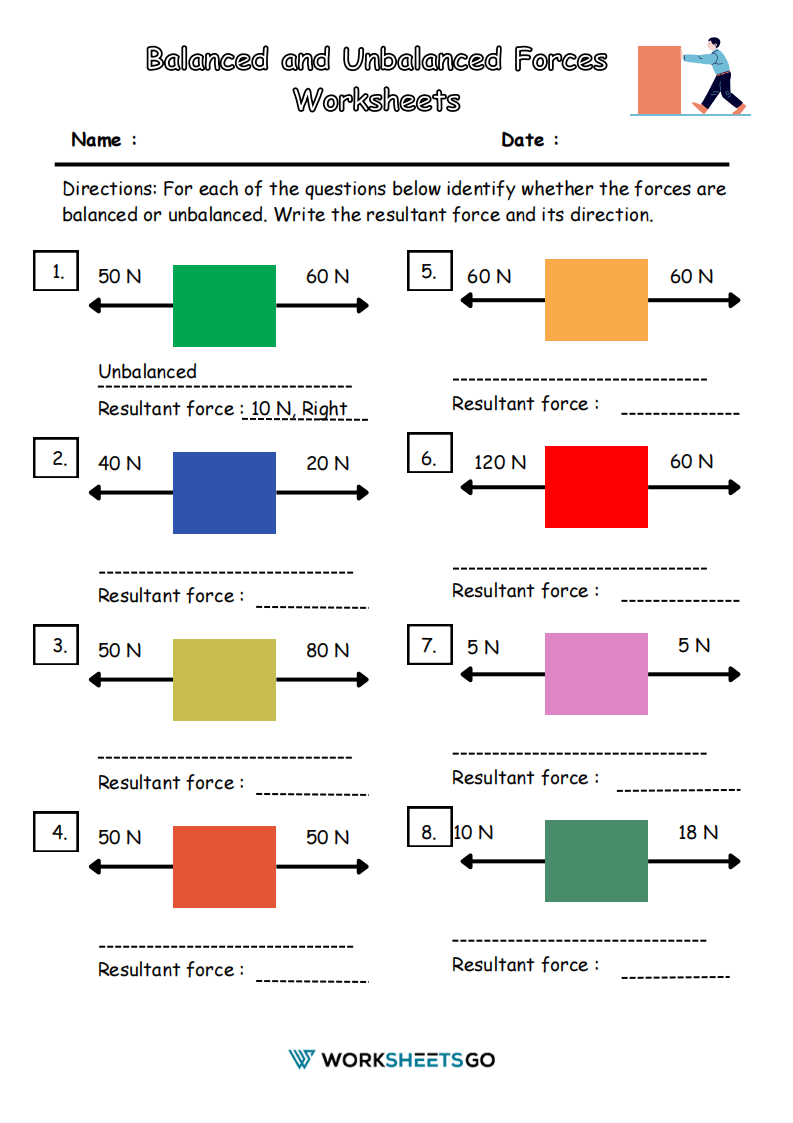 Balanced And Unbalanced Forces Worksheets WorksheetsGO