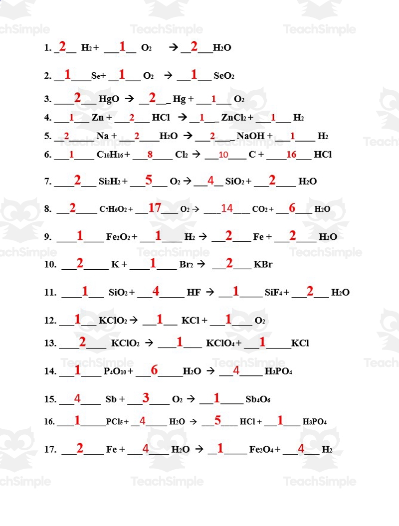Balancing Equations Practice By Teach Simple