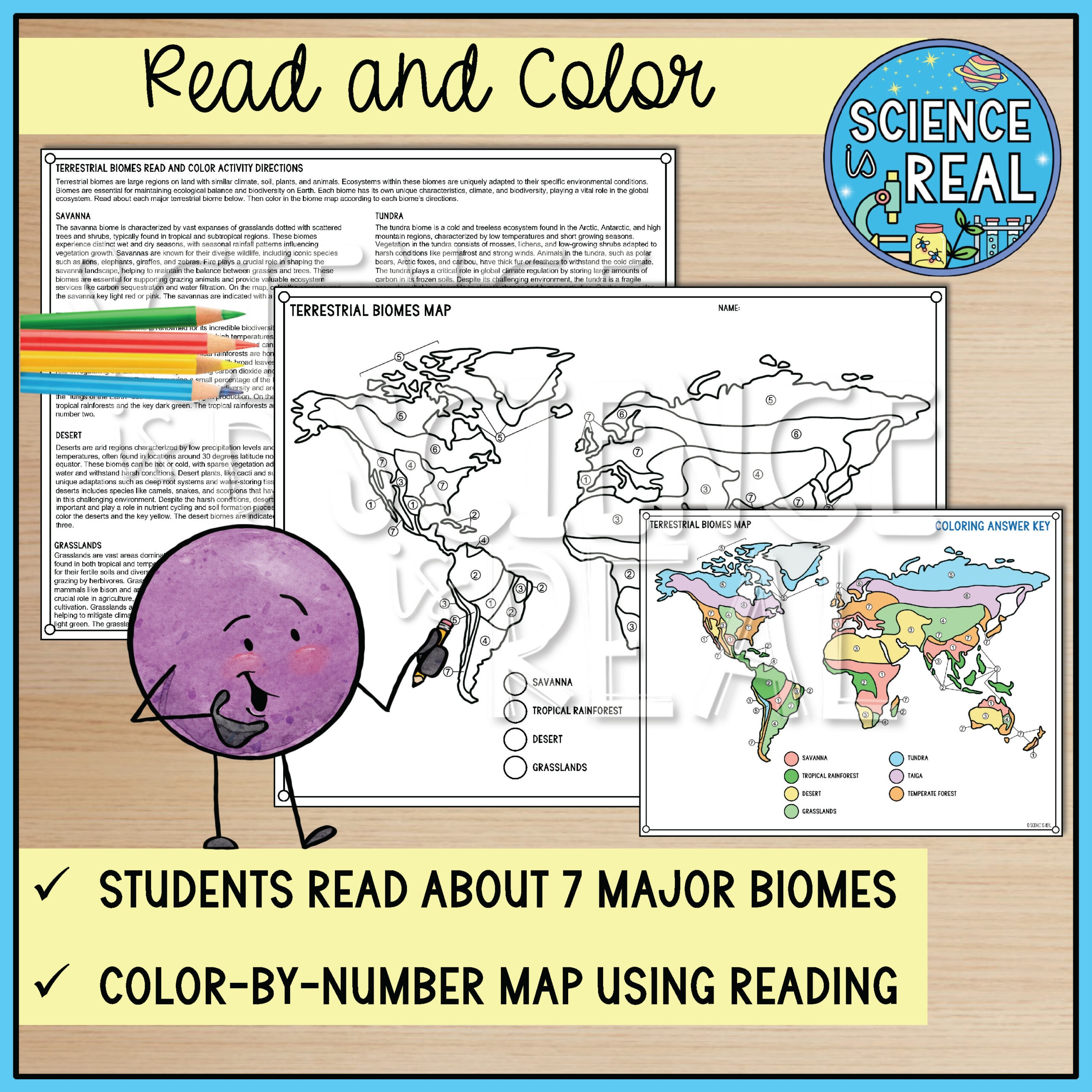Biomes Color By Number Map Reading And Worksheets Classful