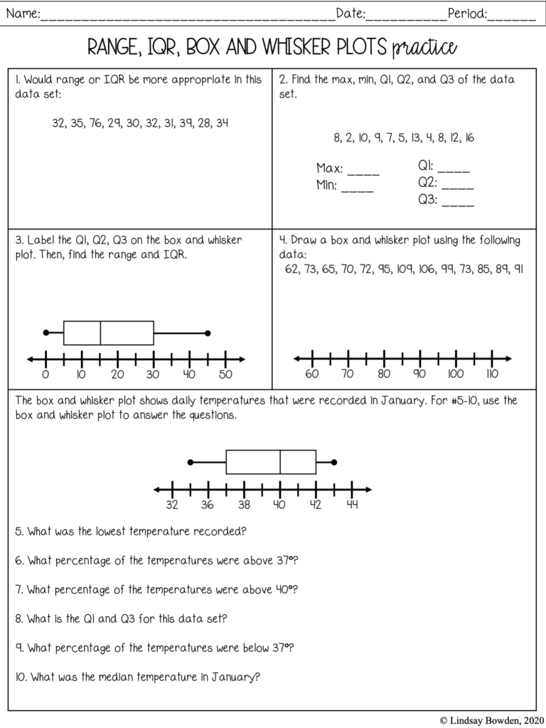 Box And Whisker Plots Guided Notes And Worksheets 7th 10th Grade Algebra Lindsay Bowden Box And Whisker Plots Guided Notes And Worksheets 7th 10th Grade Algebra Lindsay Bowden