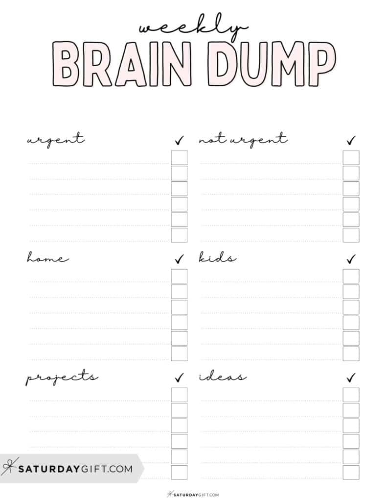 Brain Dump Worksheet 23 Cute Free Printables