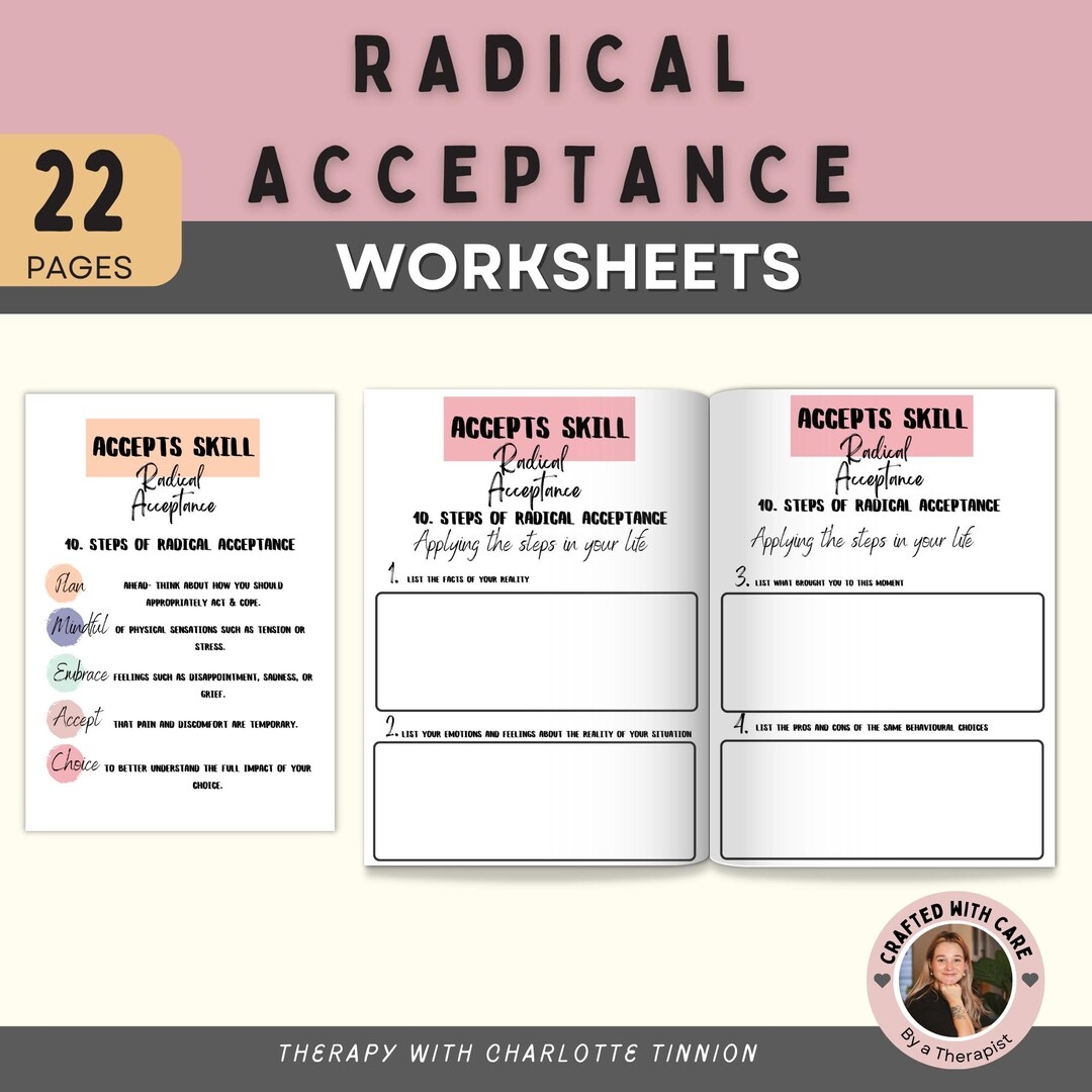 Buy Radical Acceptance Worksheets Distress Tolerance Worksheets DBT Worksheets CBT Worksheets ACT Worksheets Emotional Regulation cptsd Online In India Etsy
