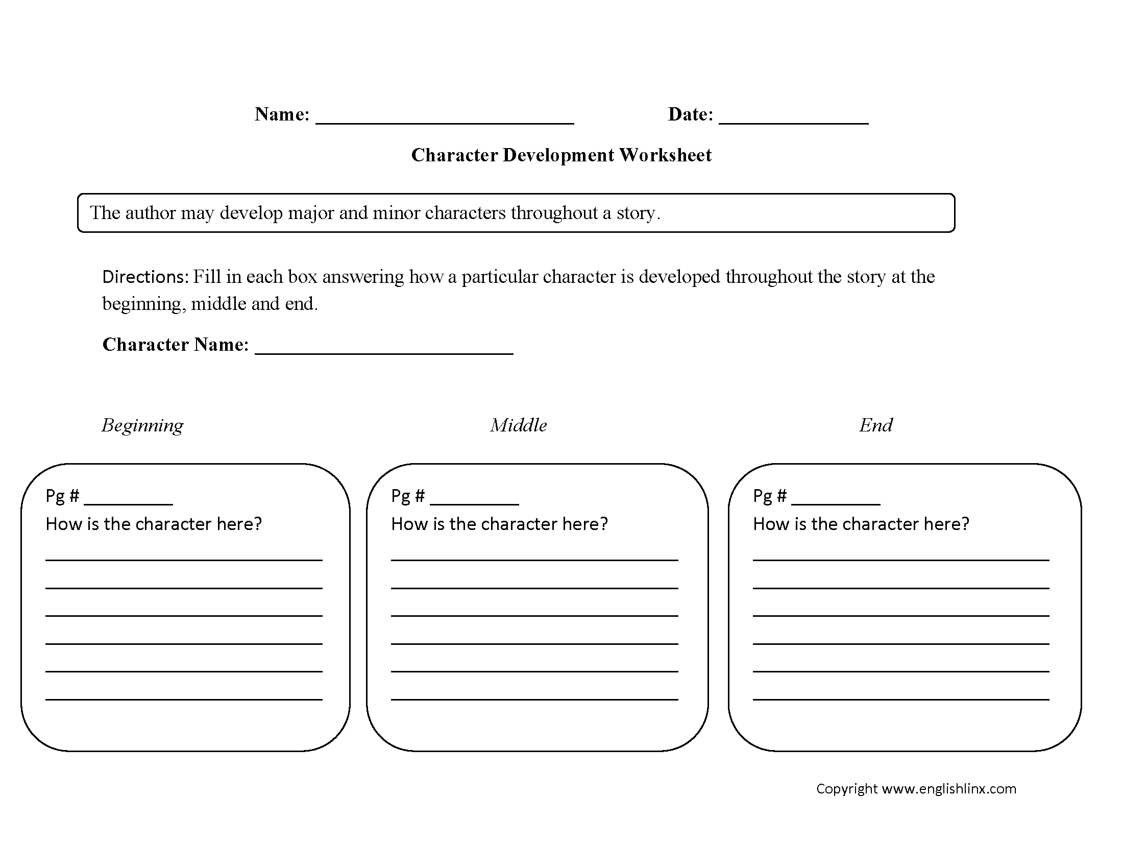 Character Analysis Worksheets Single Character Development Character Analysis Worksheets