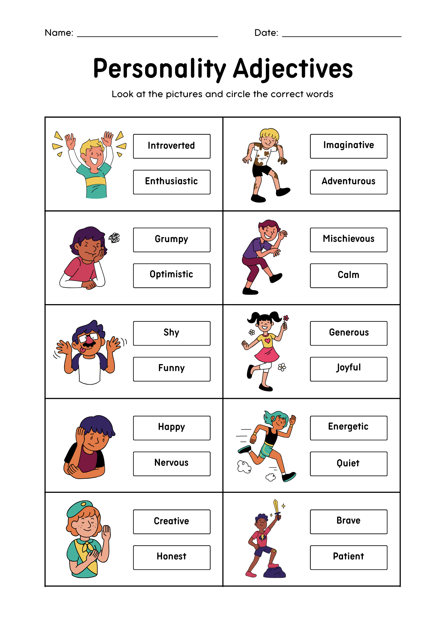 character development worksheet