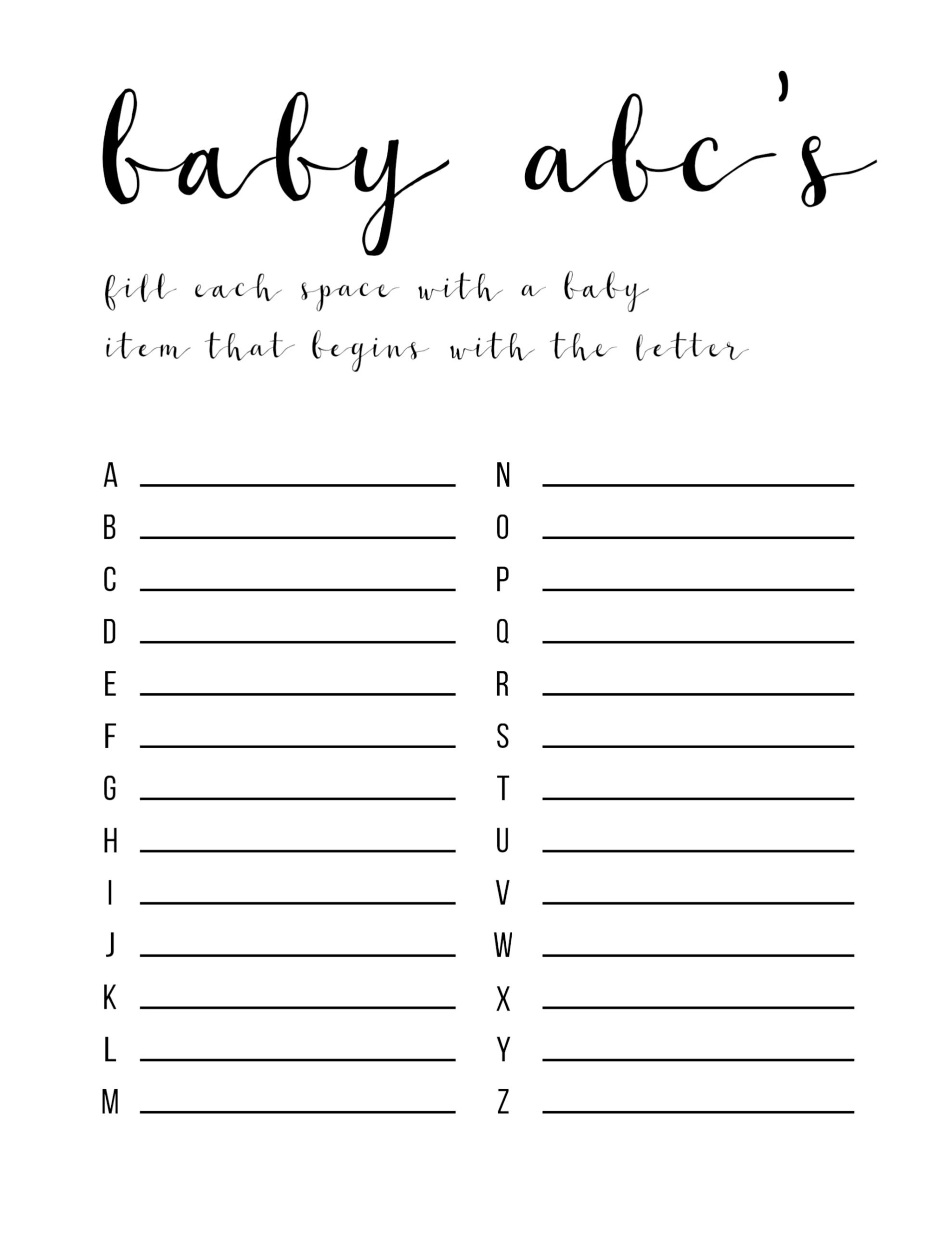 printable baby shower games
