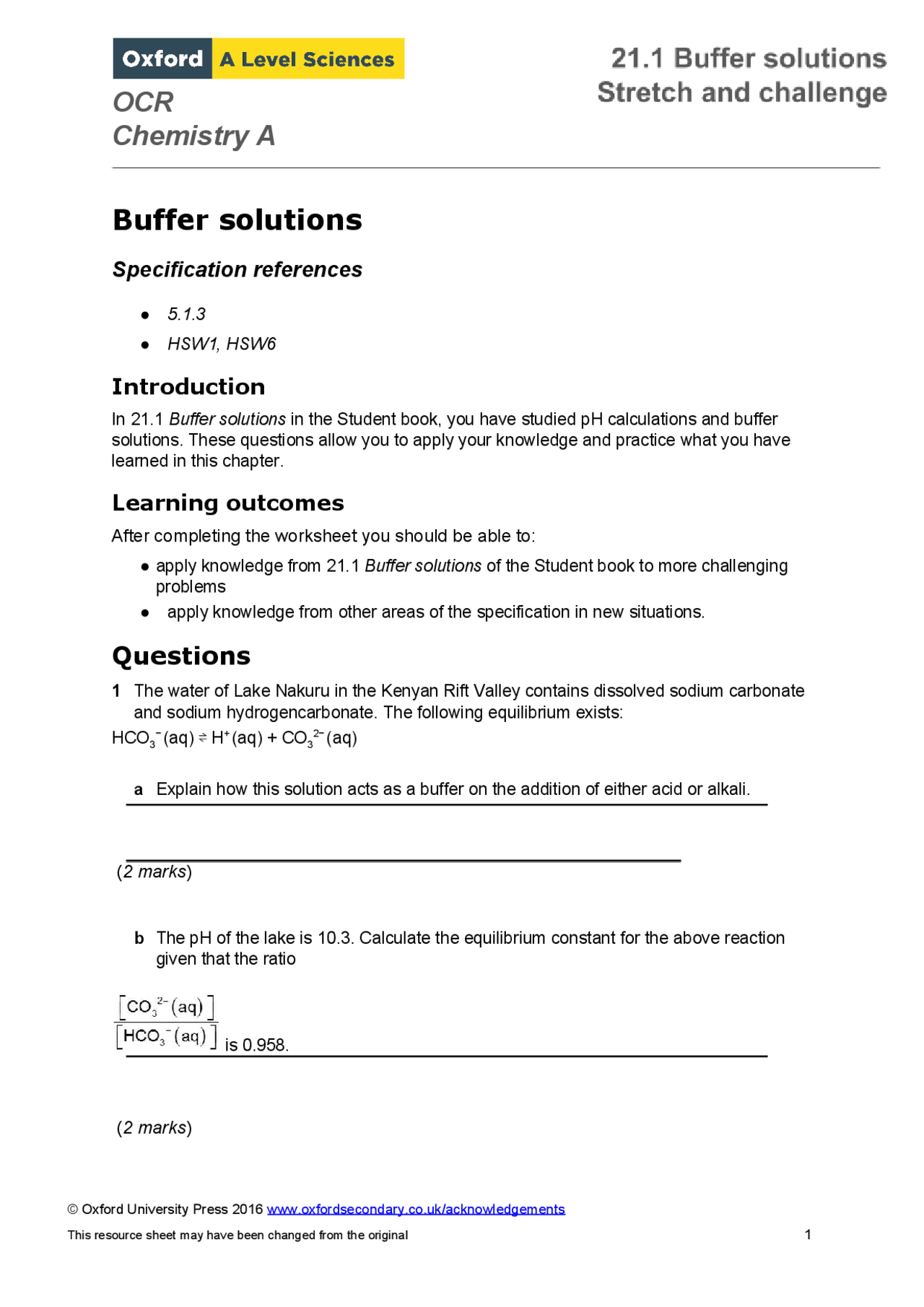 chemistry challenges and solutions worksheet answers