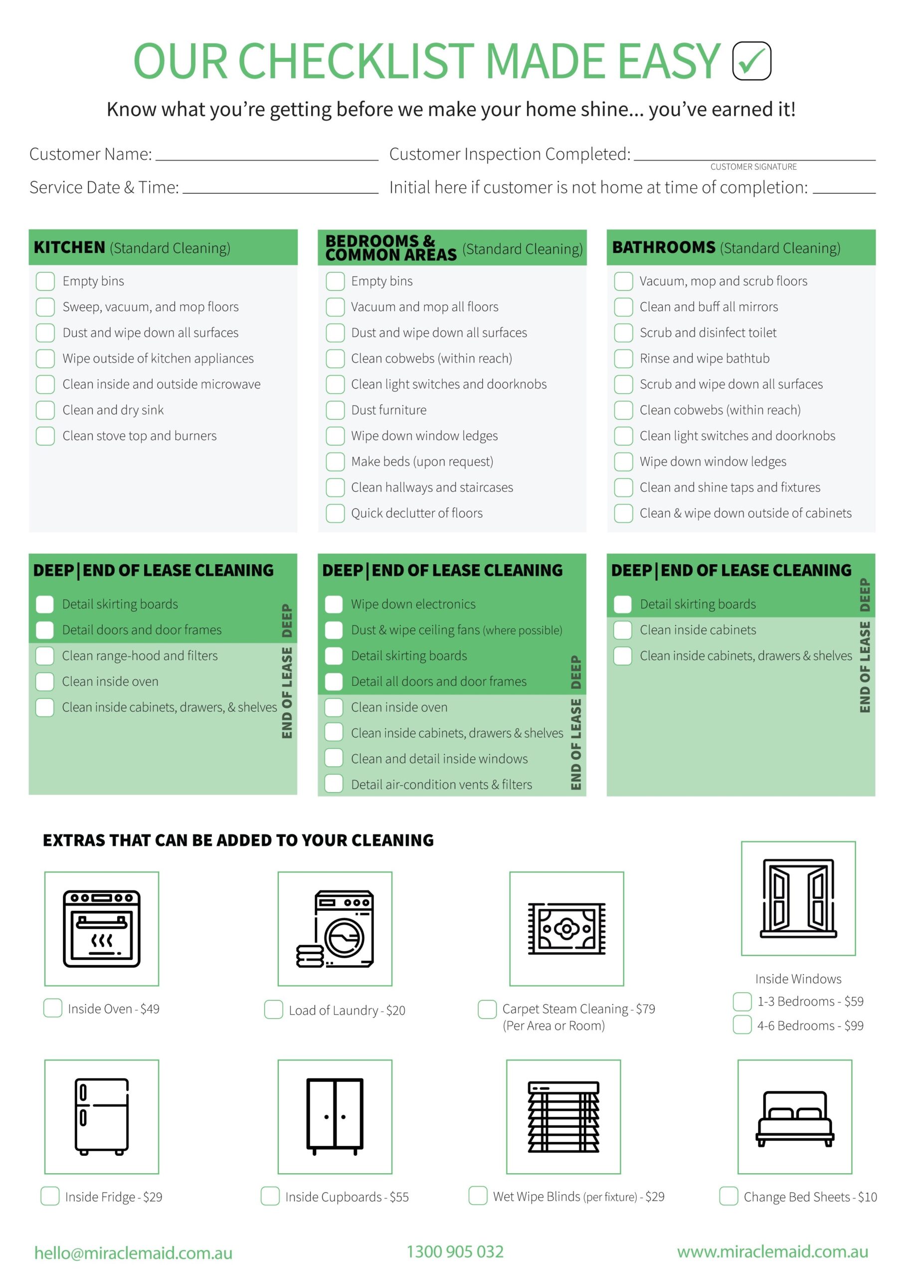Cleaning Checklist Miracle Maid Cleaning Checklist Miracle Maid