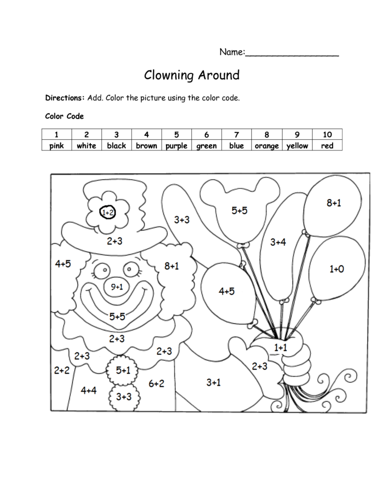 adding and coloring worksheets