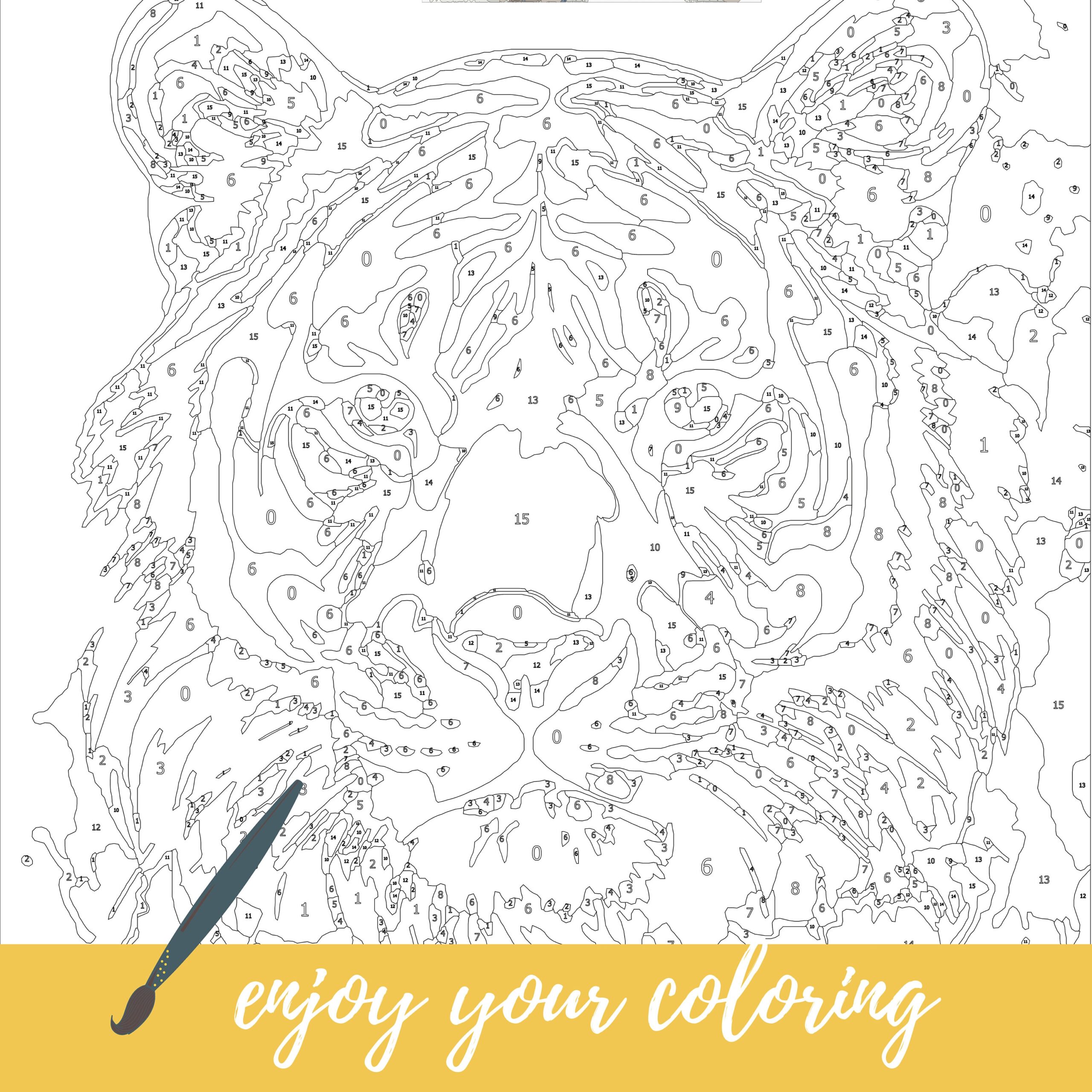 Color By Number For Adult Paint By Number Printable wild Animal Coloring Pages sheets Digital Download advanced Detailed Book 352 Etsy