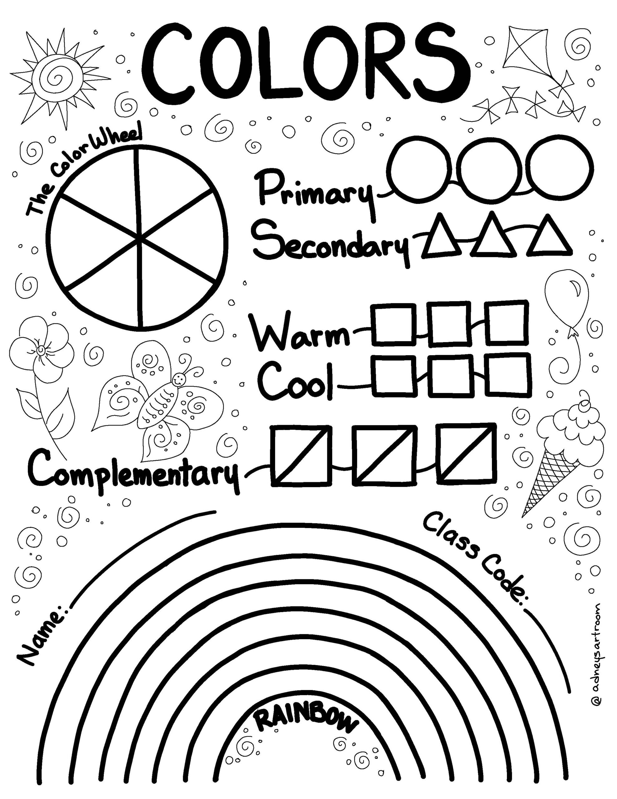Color Theory Art Worksheet And Coloring Page By Adney s Art Room
