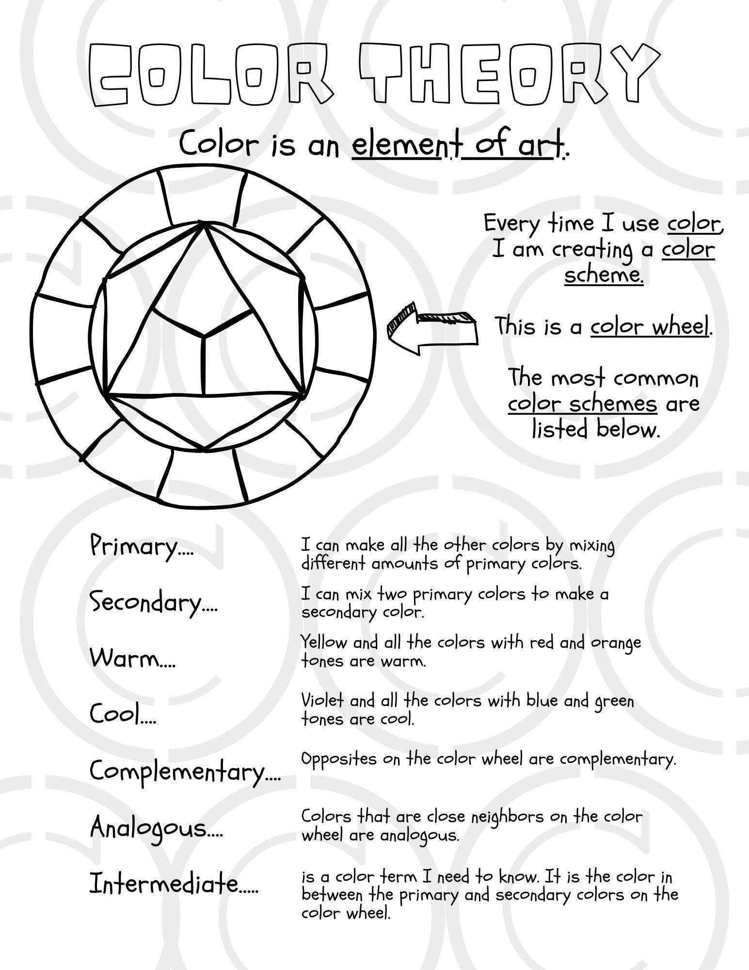 Color Theory Worksheet Bundle Color Wheel Art Education digital Download Etsy
