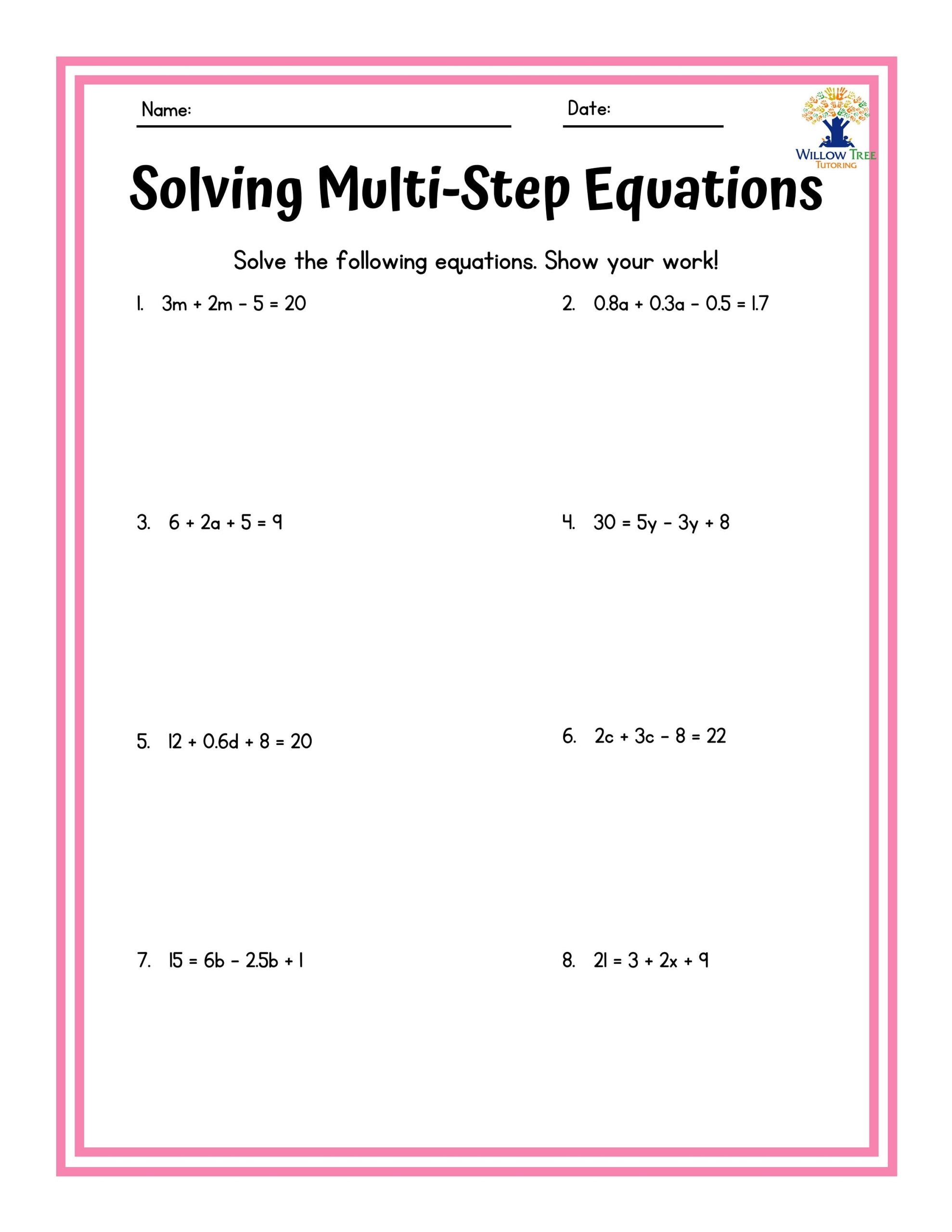 Colorful Solving Multi step Equations Tiered Worksheets Etsy Colorful Solving Multi step Equations Tiered Worksheets Etsy