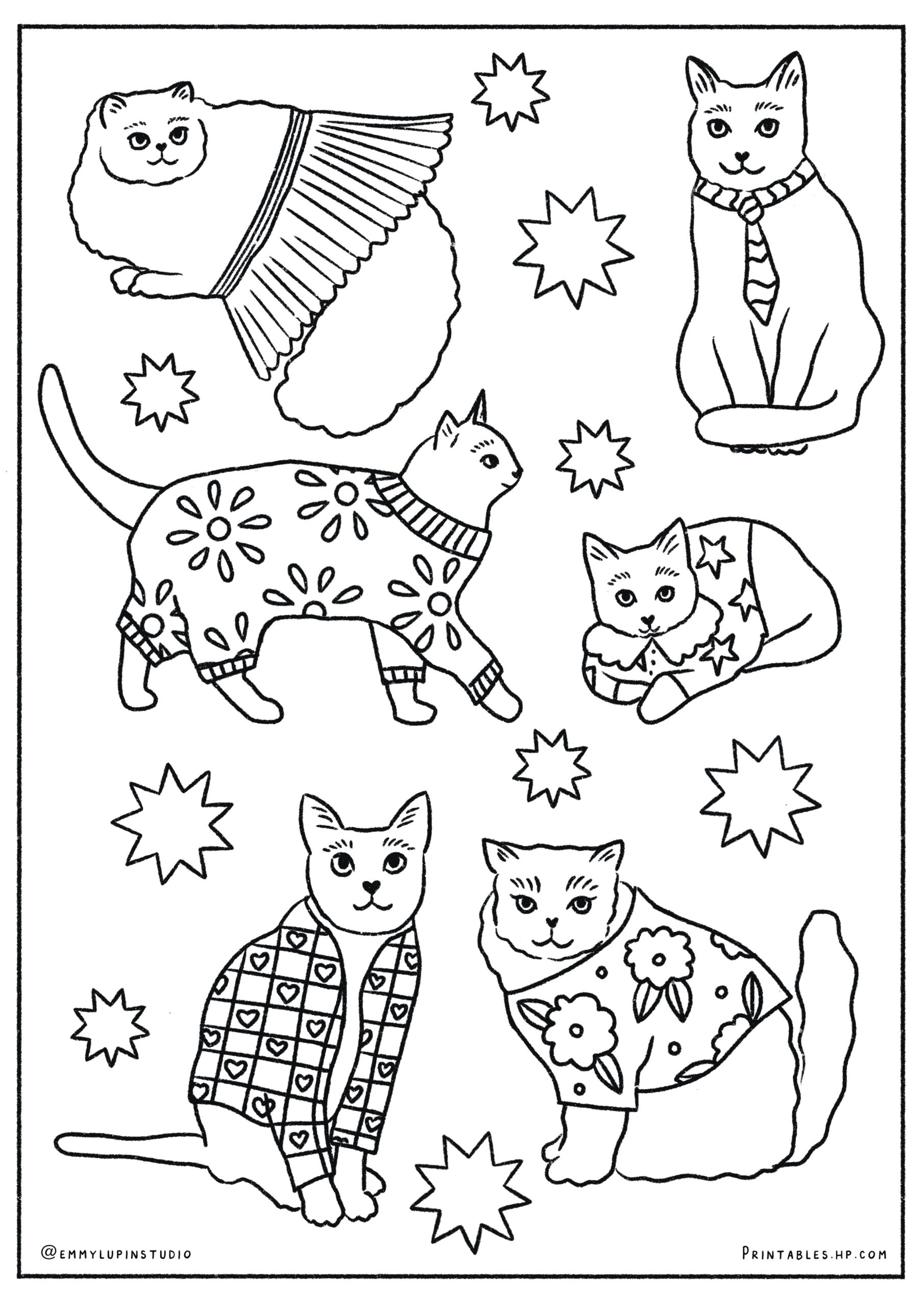 Colouring For Kids Cats In Clothes Printables Free Coloring Pages Learning Worksheets HP Official Site