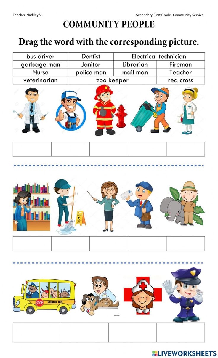 Community Helpers Worksheet For Secondary First Grade