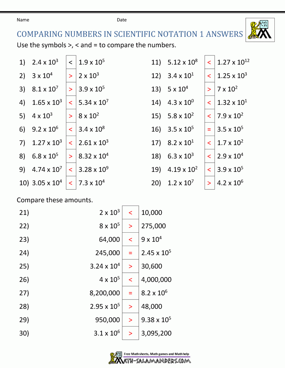 Comparing Numbers In Scientific Notation Support Page Comparing Numbers In Scientific Notation Support Page