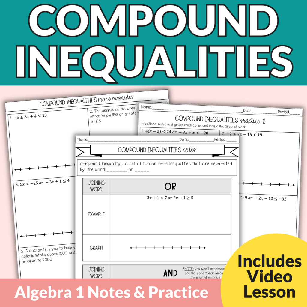 Compound Inequalities Notes And Worksheets Lindsay Bowden