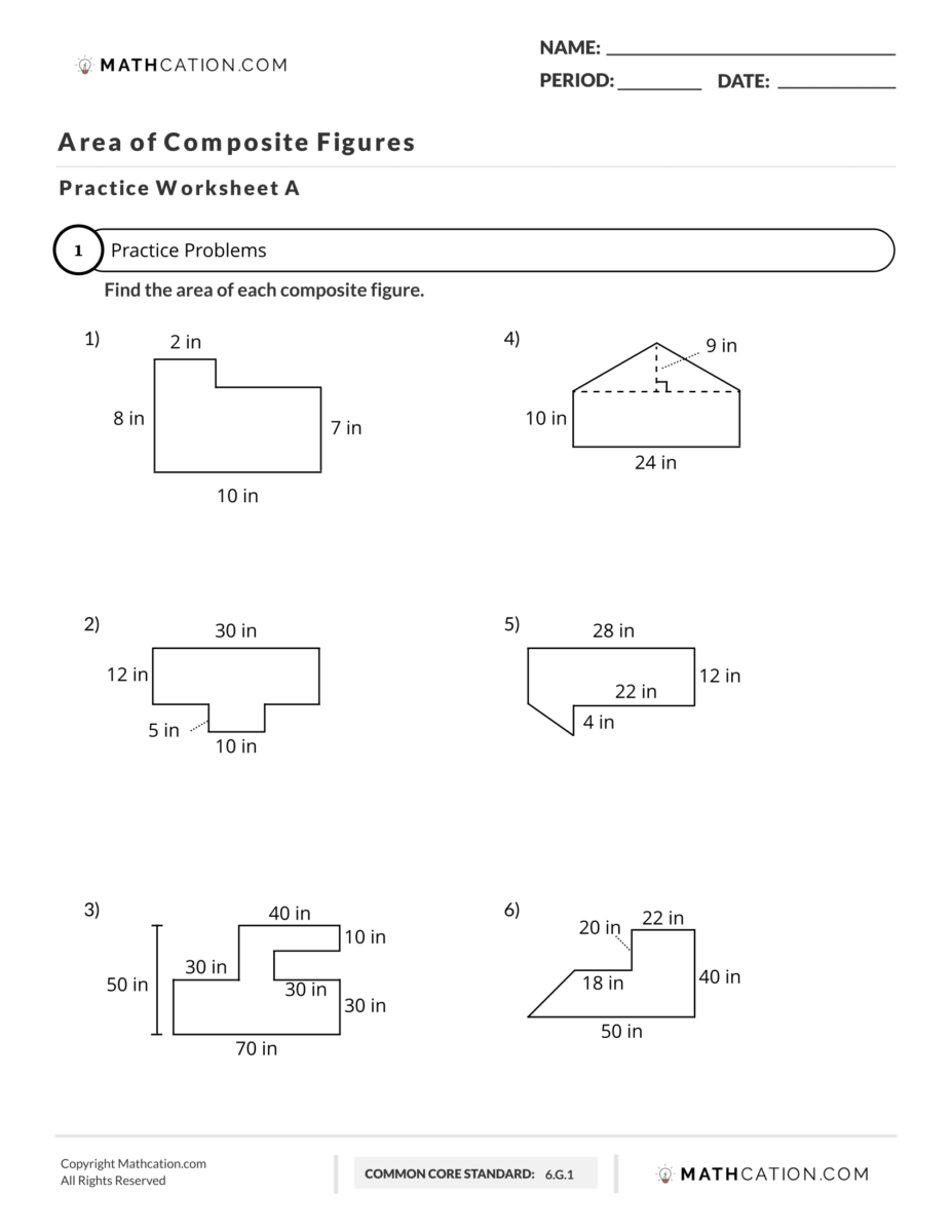 area of composite figures worksheet