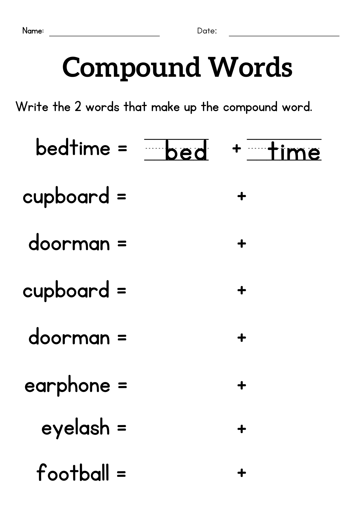 Compound Words Worksheet For Grade 1 Or 2 Compound Words Activity Sheets Made By Teachers