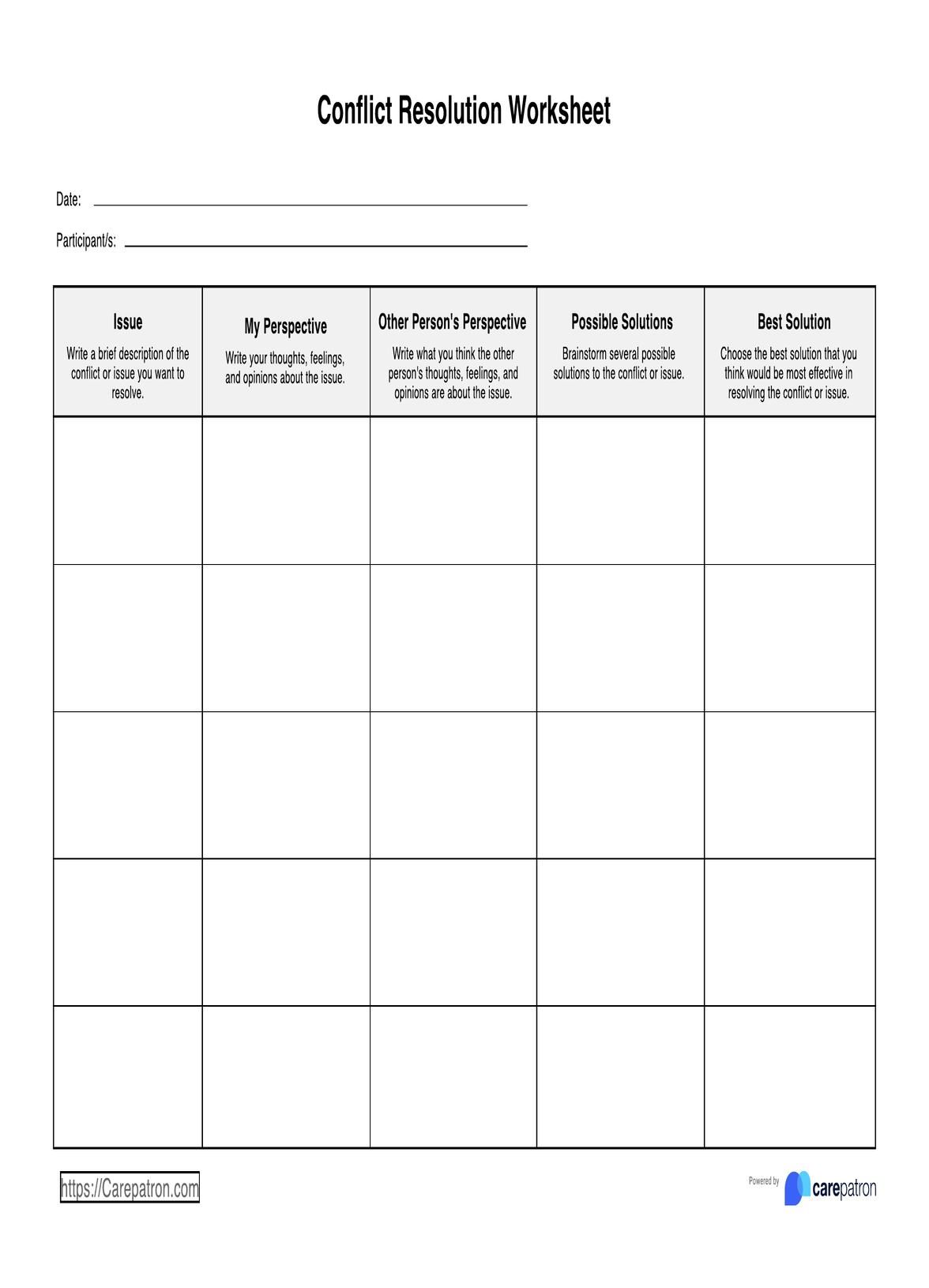 Conflict Resolution Worksheets Conflict Resolution Worksheets