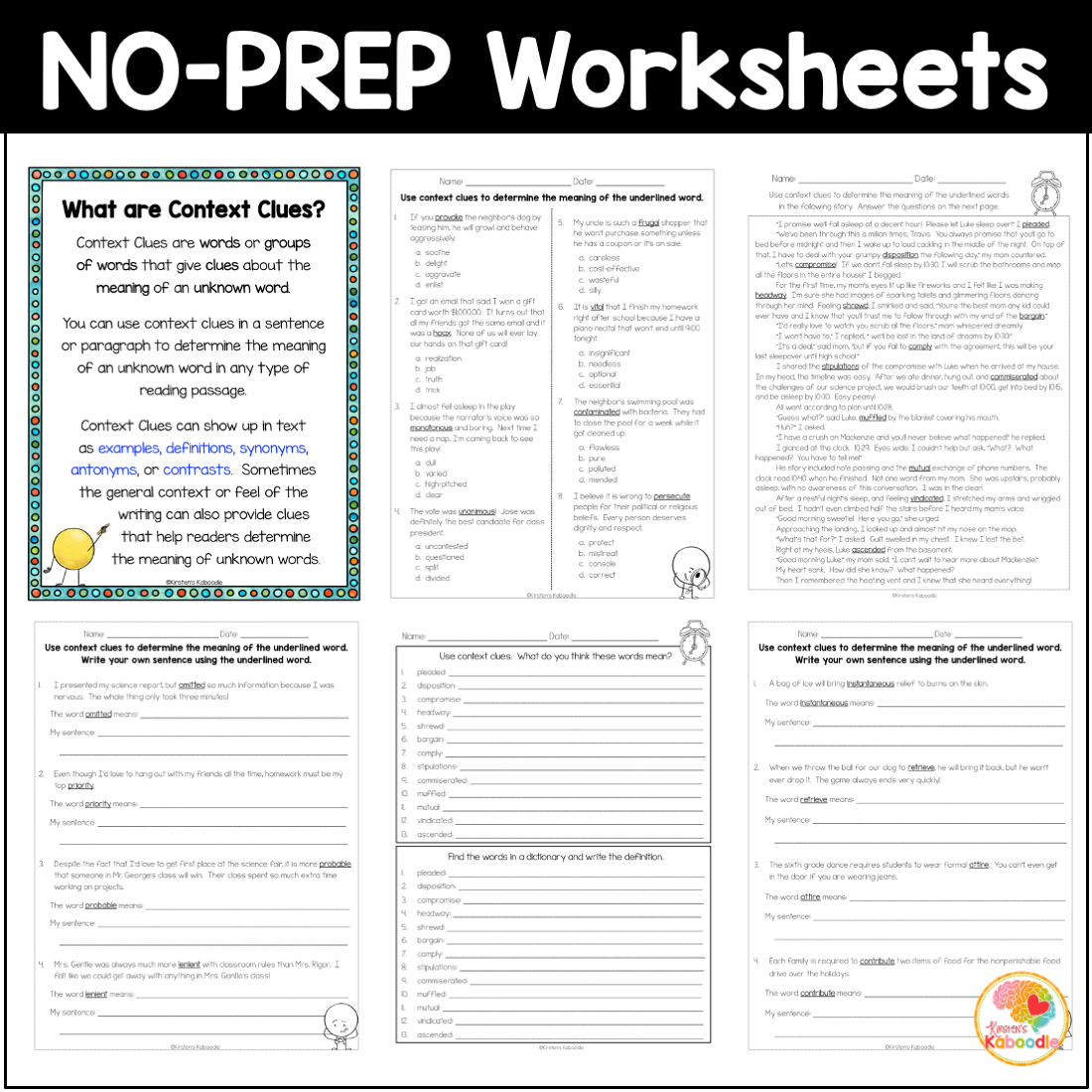 context clues worksheets 5th grade