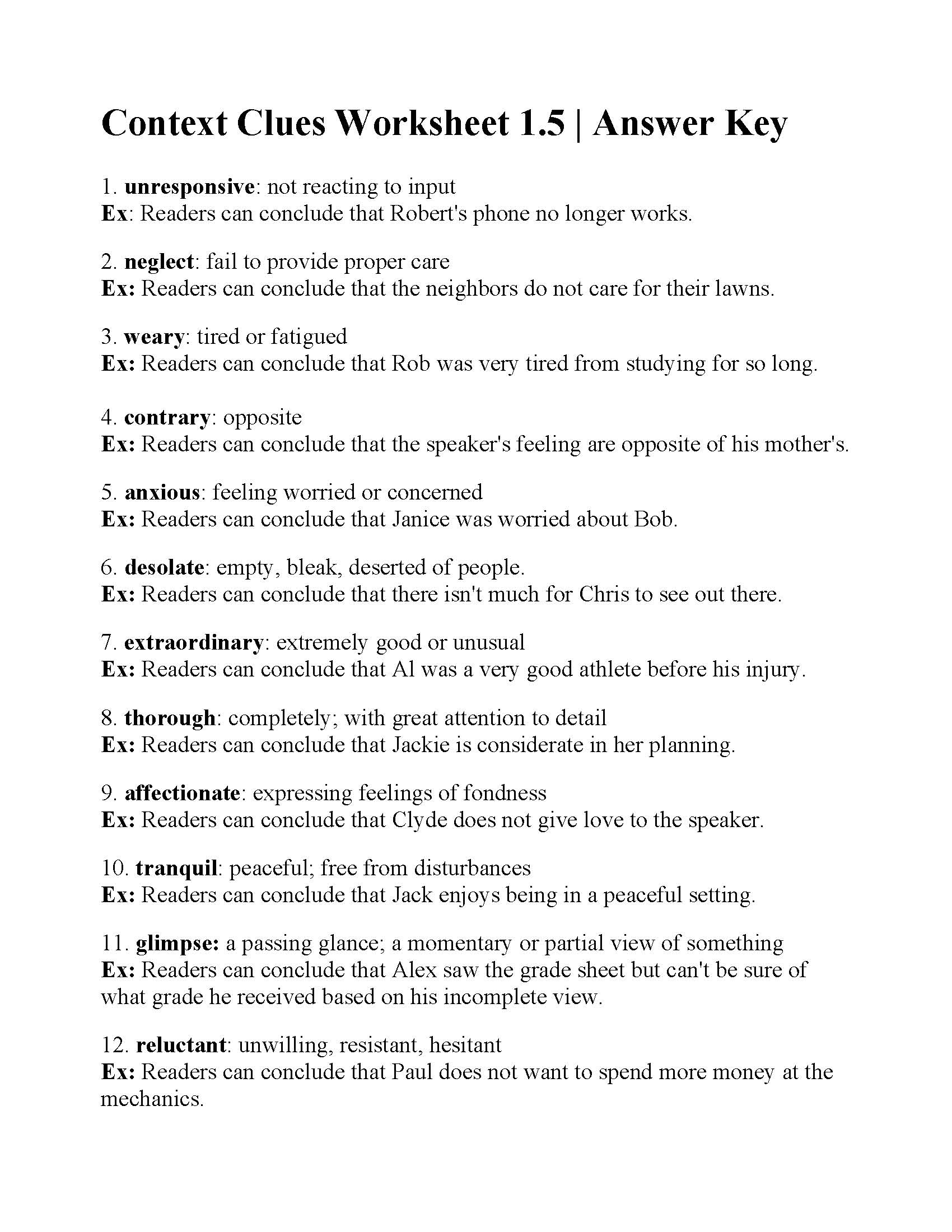 Context Clues Worksheet 1 5 Reading Activity Worksheets Library