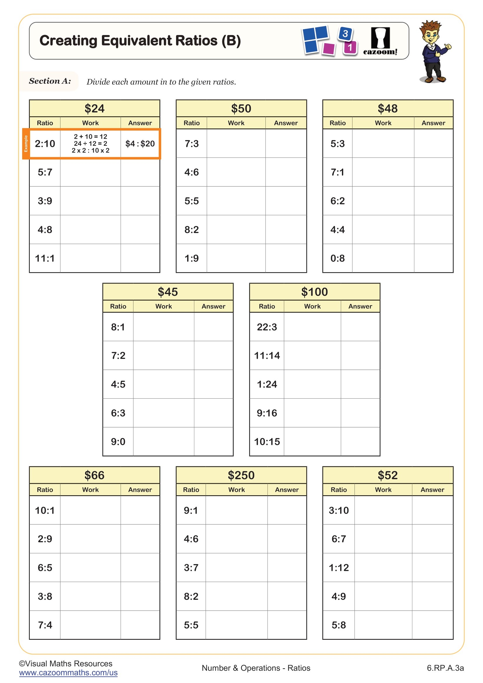 Creating Equivalent Ratios B Worksheet 6th Grade PDF Worksheets Cazoom Math