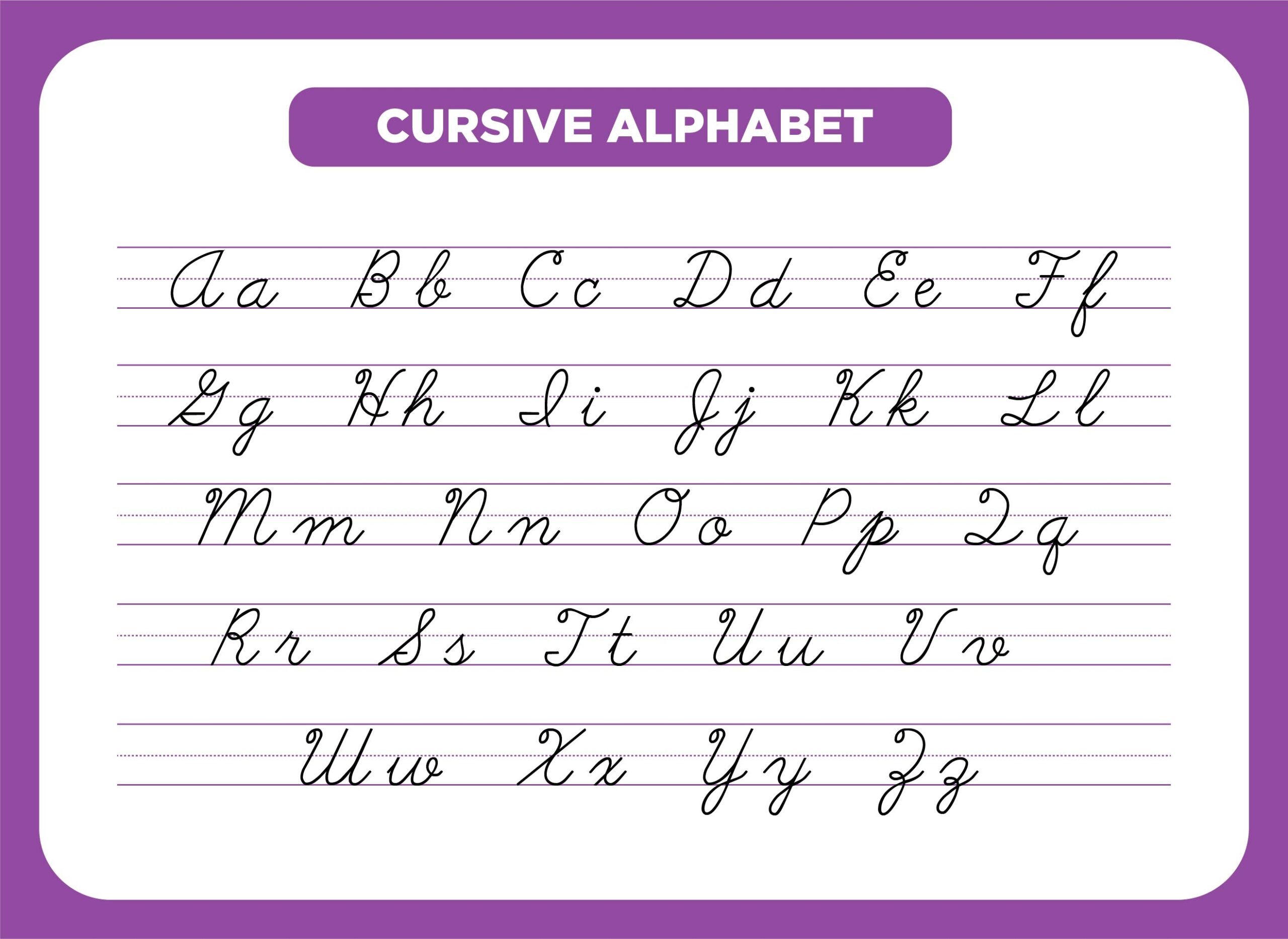 printable cursive alphabet chart