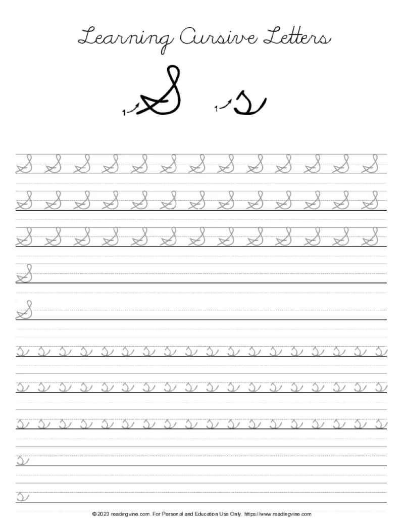 Cursive Writing Letter S ReadingVine